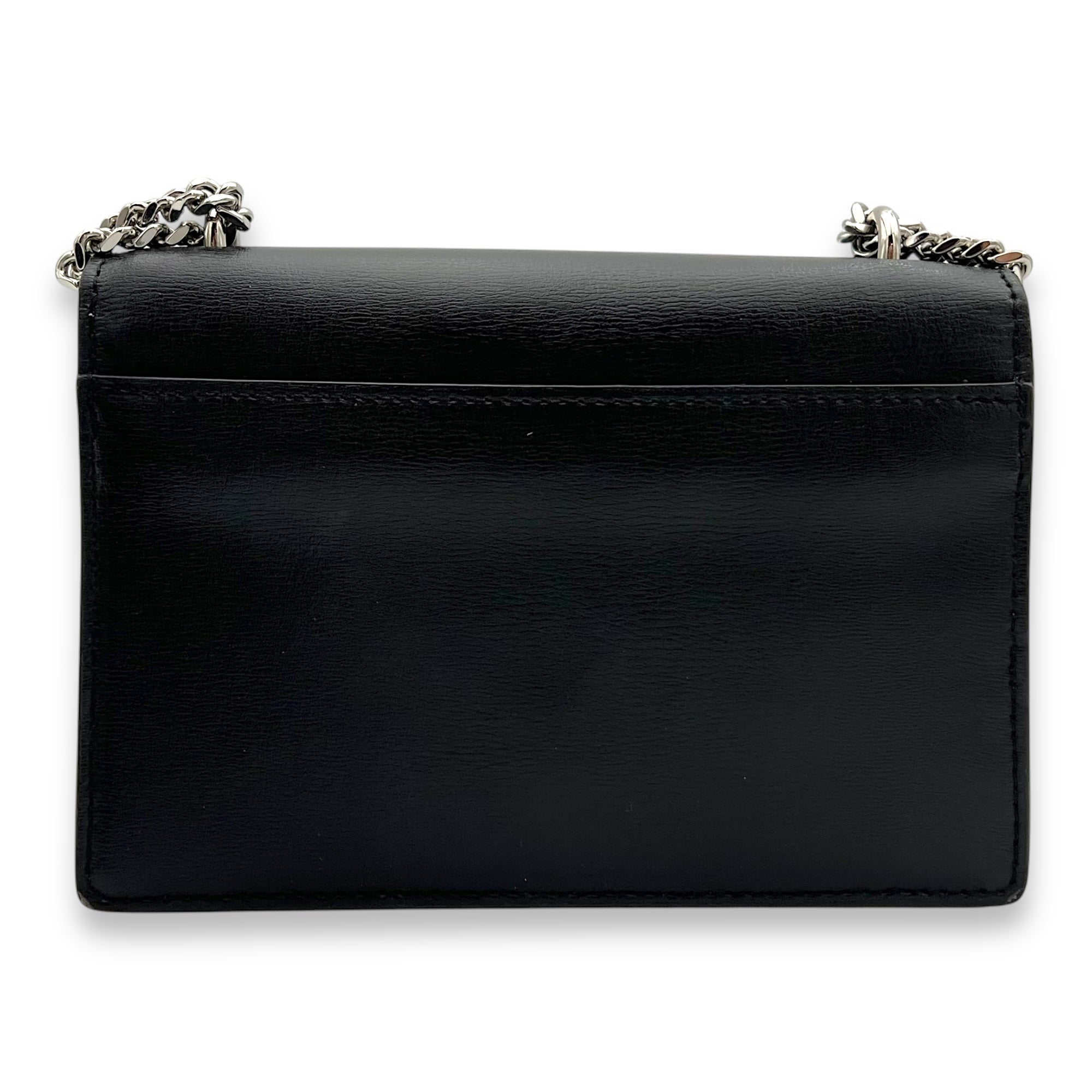 Sunset Crossbody Bag Mini Black in Calfskin, Silver hardware