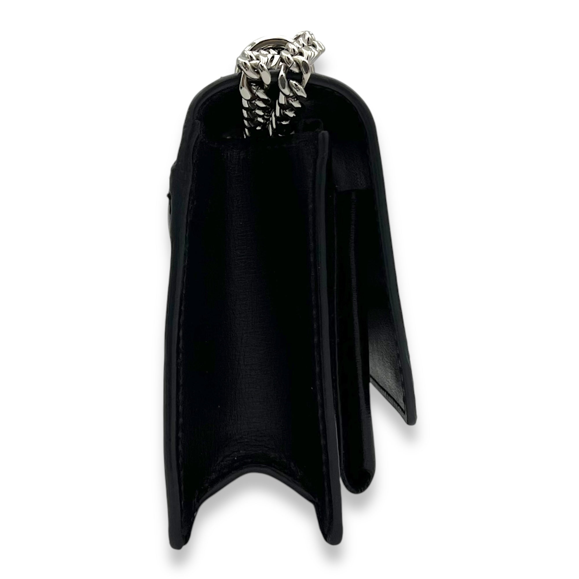Sunset Crossbody Bag Mini Black in Calfskin, Silver hardware