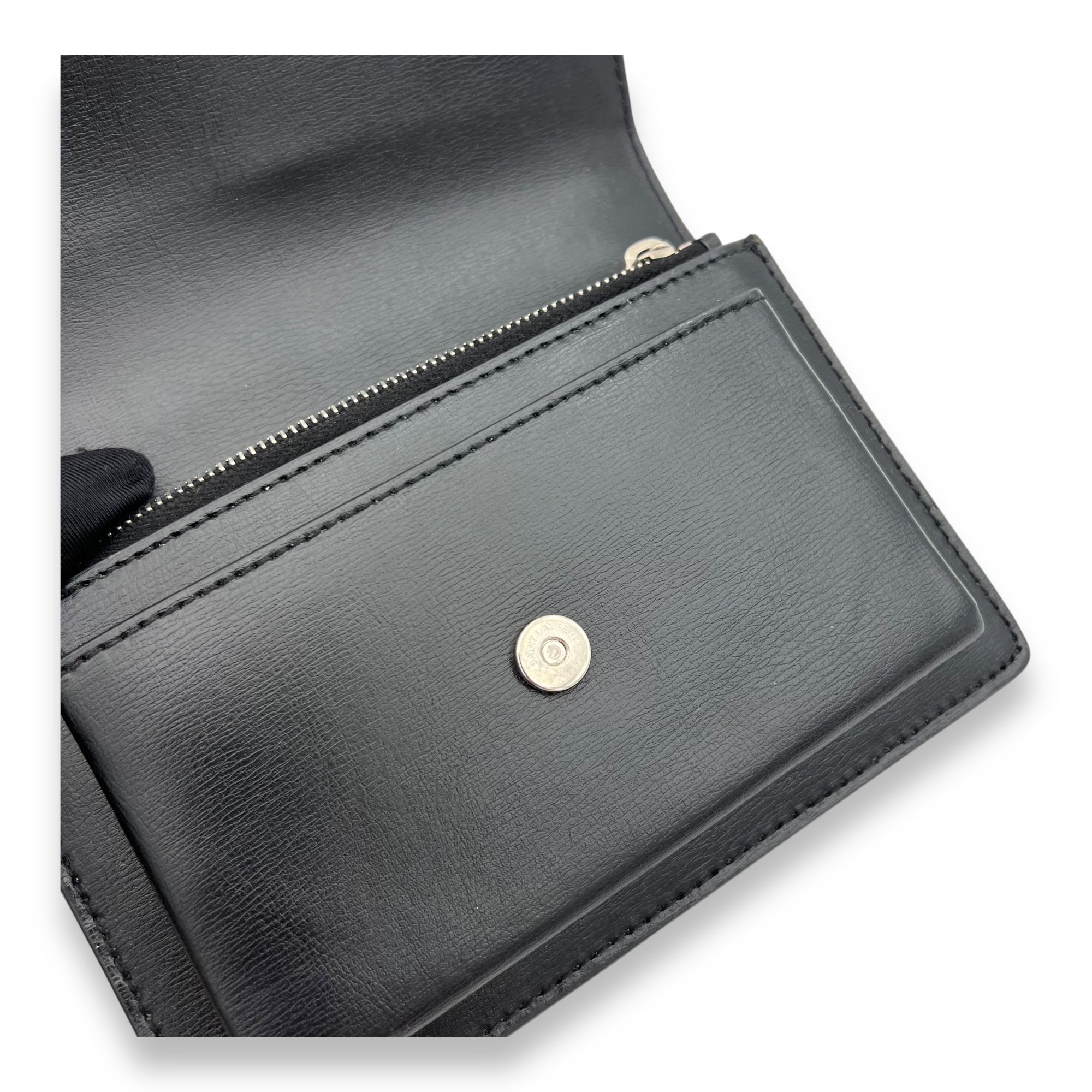 Sunset Crossbody Bag Mini Black in Calfskin, Silver hardware