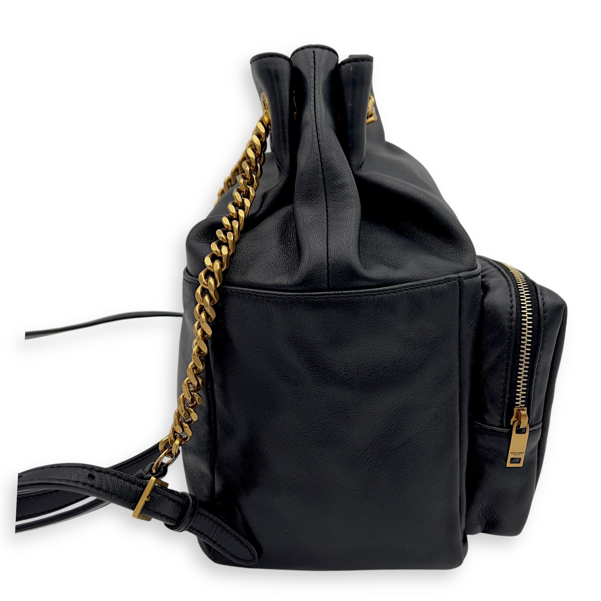 Jamie Black Backpack in Lambskin, Gold hardware