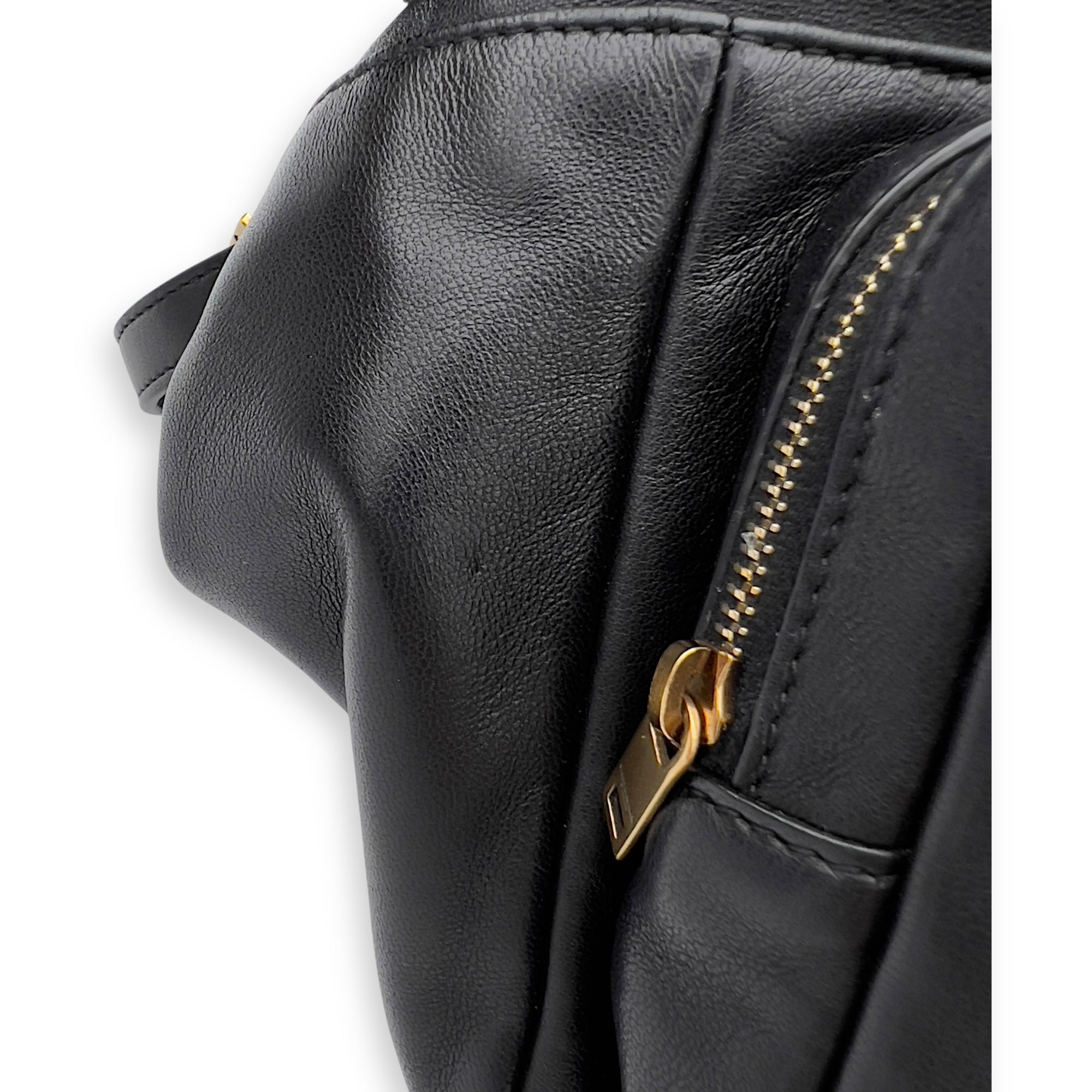 Jamie Black Backpack in Lambskin, Gold hardware
