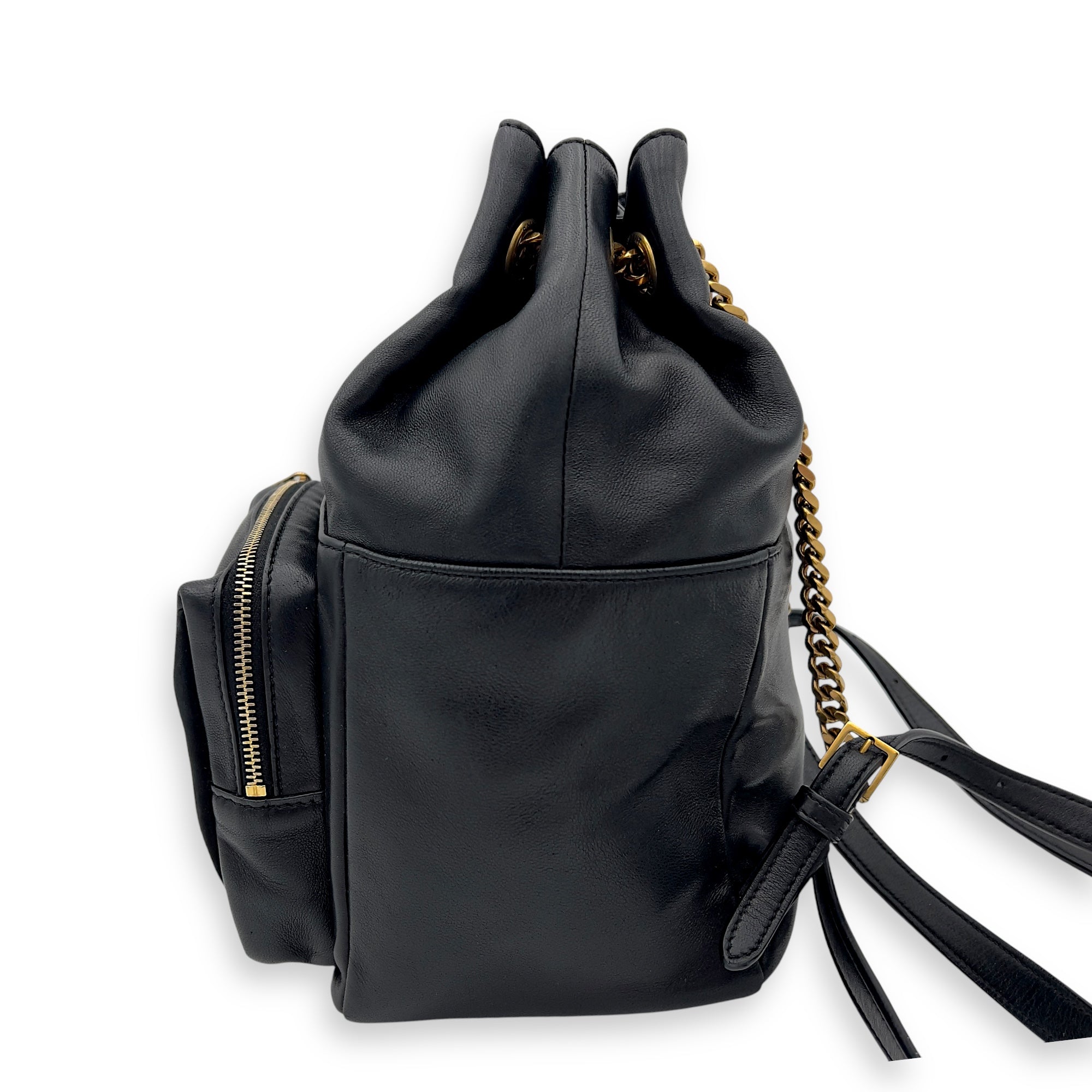 Jamie Black Backpack in Lambskin, Gold hardware