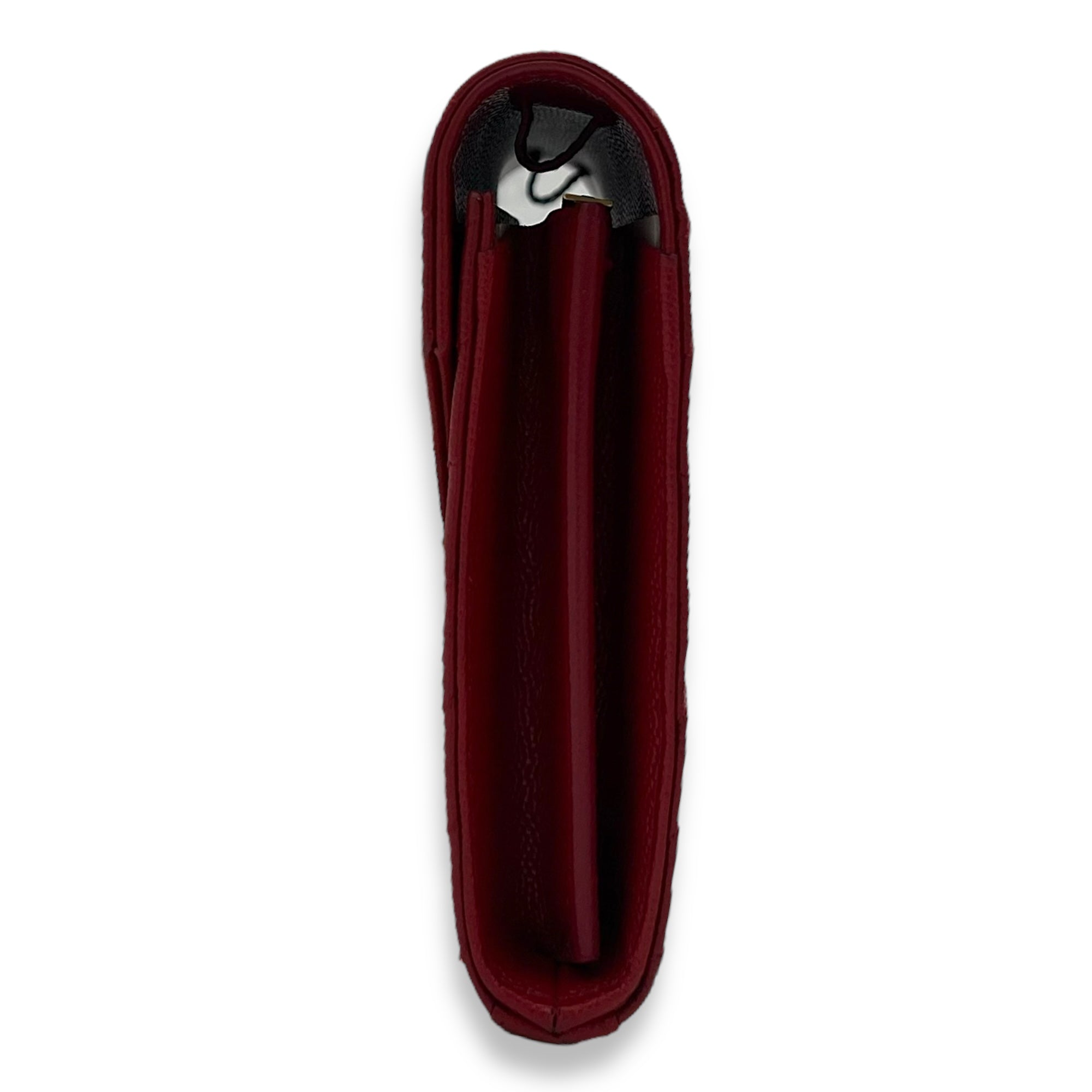 Envelope Wallet On Chain Red in Caviar Leather, Gold hardware