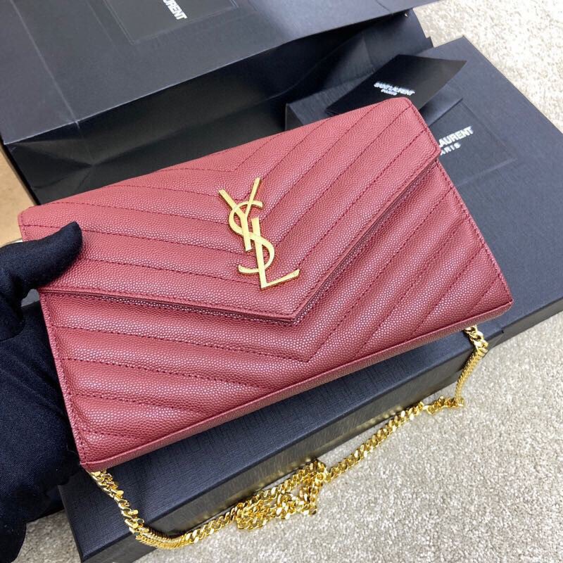 Saint Laurent YSL Cassandre Envelope - Merlot Red