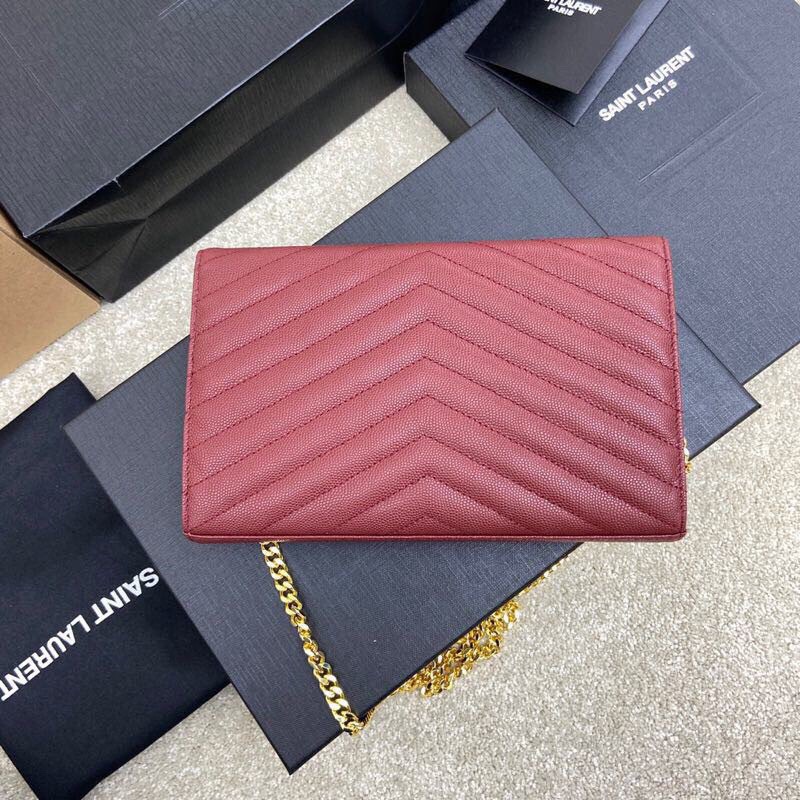 Saint Laurent YSL Cassandre Envelope - Merlot Red
