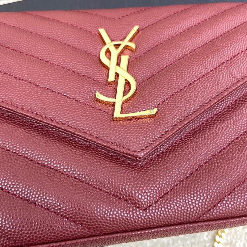 Saint Laurent YSL Cassandre Envelope - Merlot Red