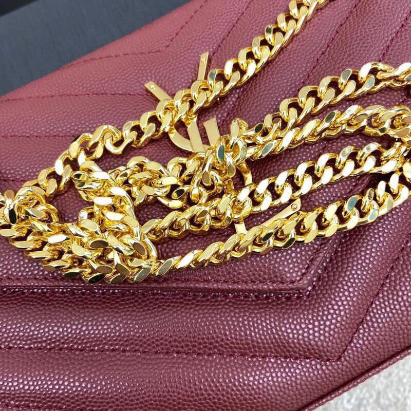 Saint Laurent YSL Cassandre Envelope - Merlot Red