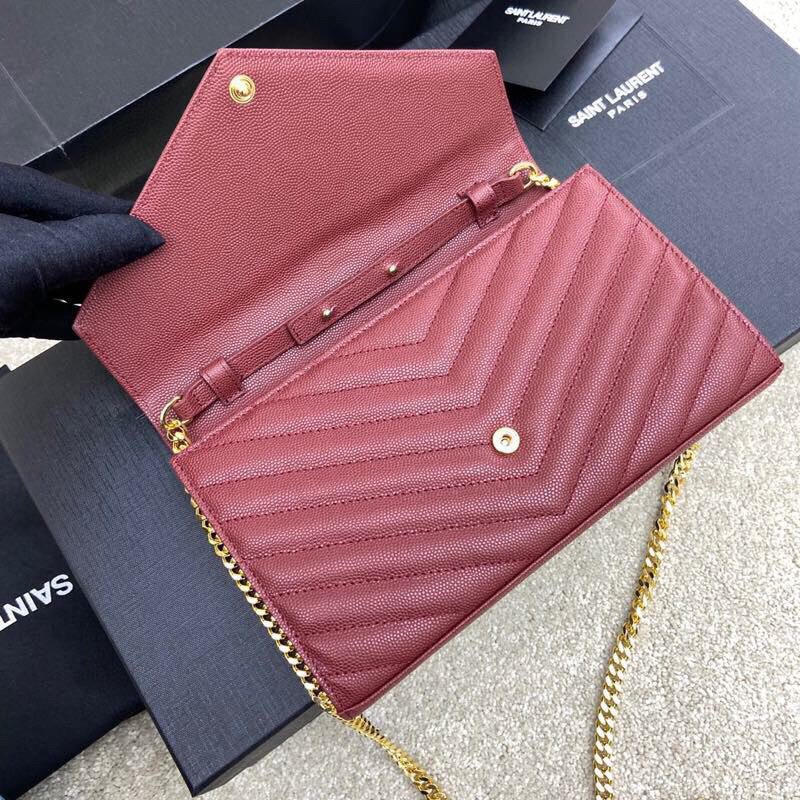 Saint Laurent YSL Cassandre Envelope - Merlot Red
