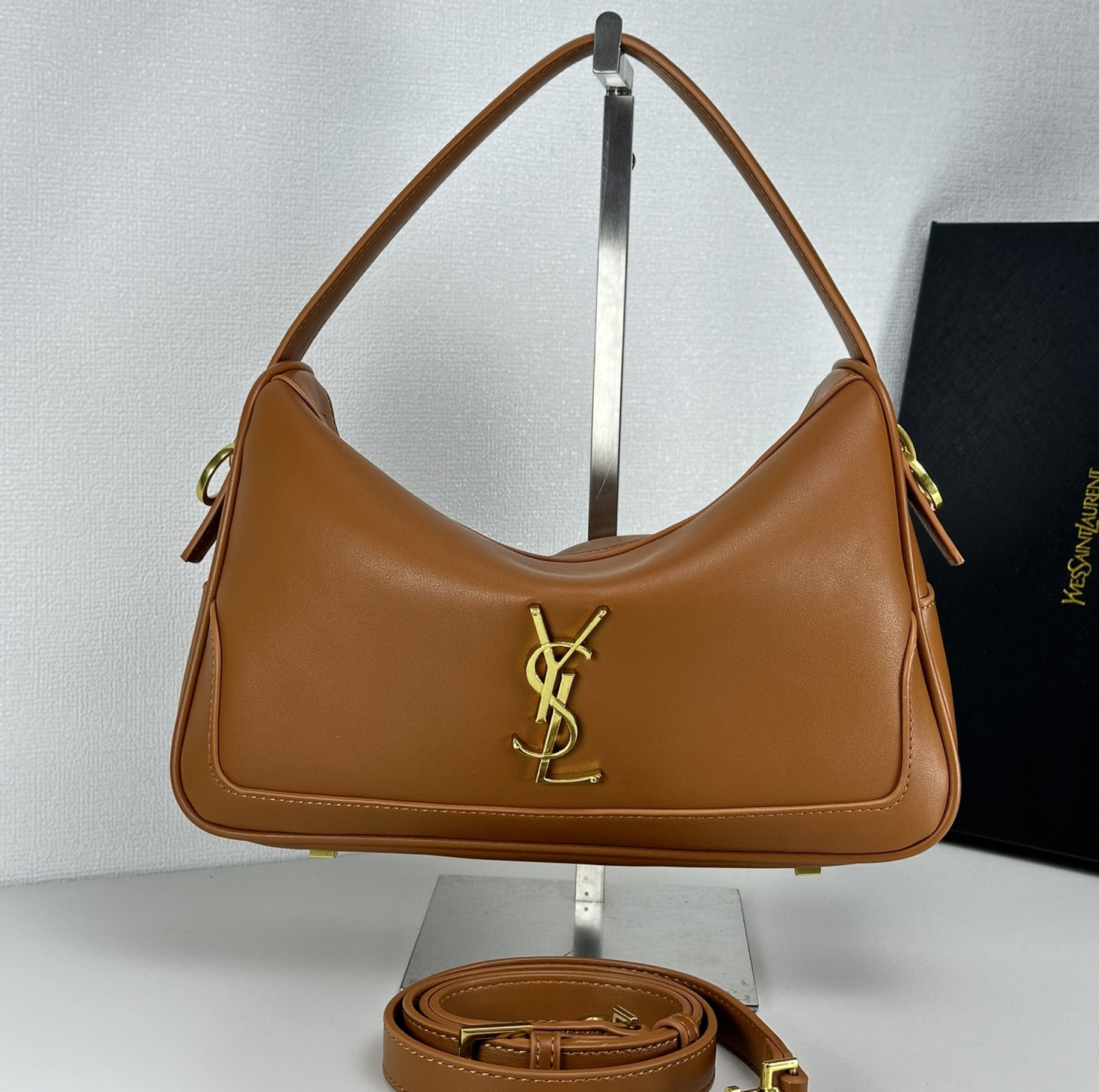 Saint Laurent YSL Vintage Bowling Bag - Camel Colored Leather Bag