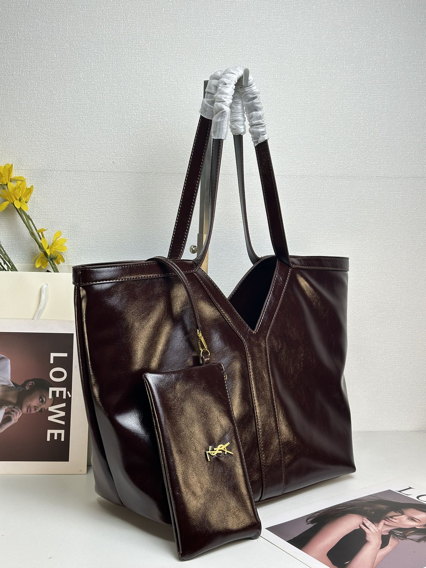 Saint Laurent Oversized Tote Bag - Burgundy Bag