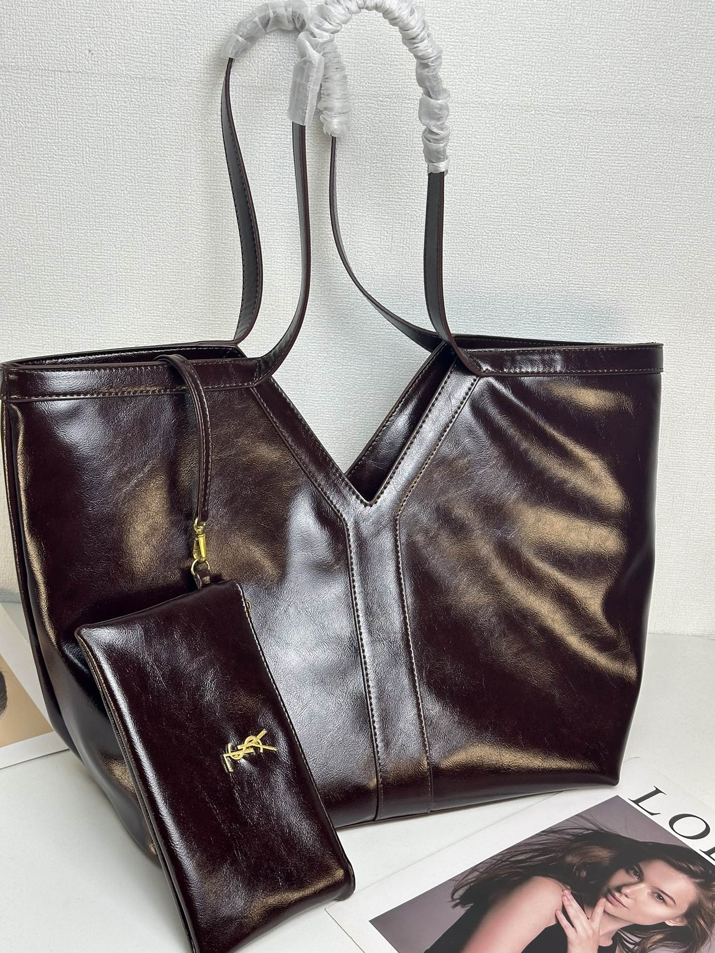 Saint Laurent Oversized Tote Bag - Burgundy Bag