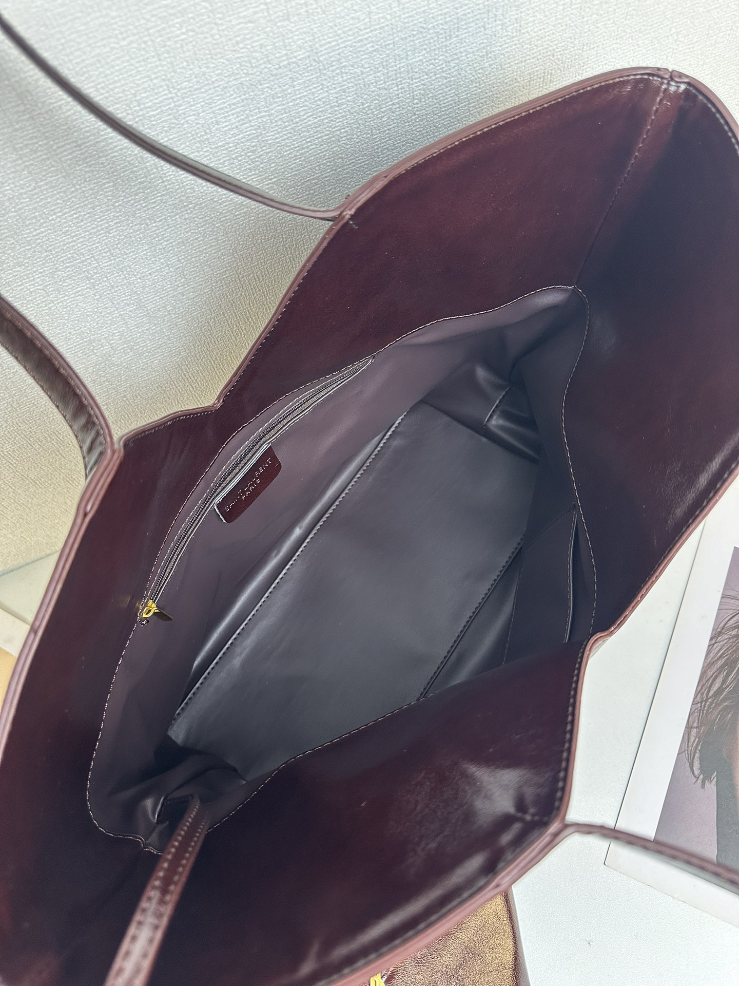 Saint Laurent Oversized Tote Bag - Burgundy Bag