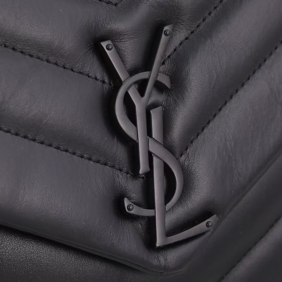 [TOP] SAINT LAURENT Loulou medium quilted leather shoulder bag black Bag-Black hardware