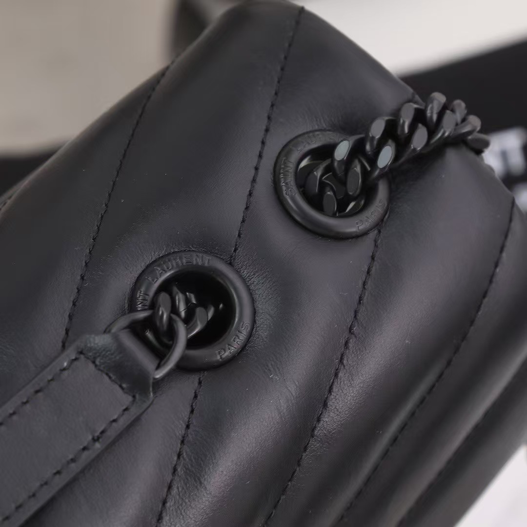 [TOP] SAINT LAURENT Loulou medium quilted leather shoulder bag black Bag-Black hardware