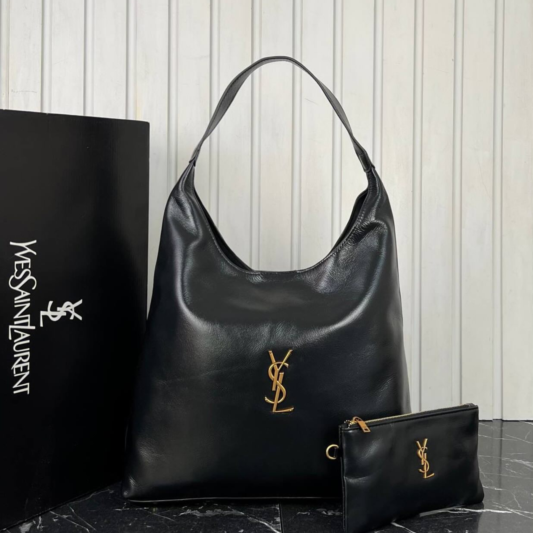 Saint Laurent New Hobo Oil Waxed Leather Underarm Bag