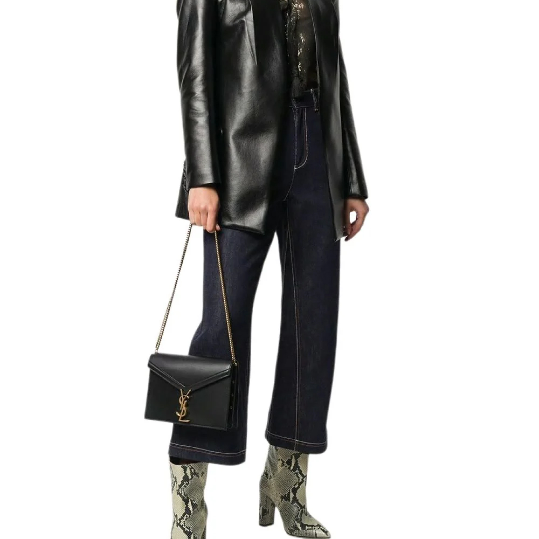 Saint Laurent YSL Cassandra Monogram Clasp Leather Crossbody Black - Bag
