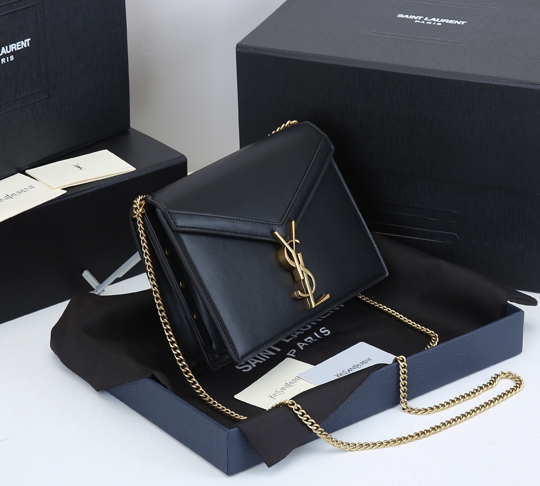Saint Laurent YSL Cassandra Monogram Clasp Leather Crossbody Black - Bag