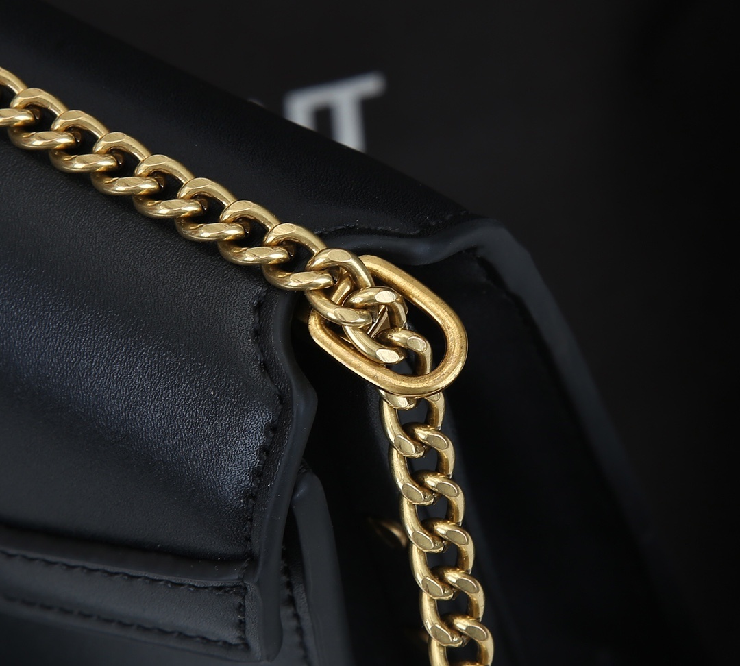 Saint Laurent YSL Cassandra Monogram Clasp Leather Crossbody Black - Bag