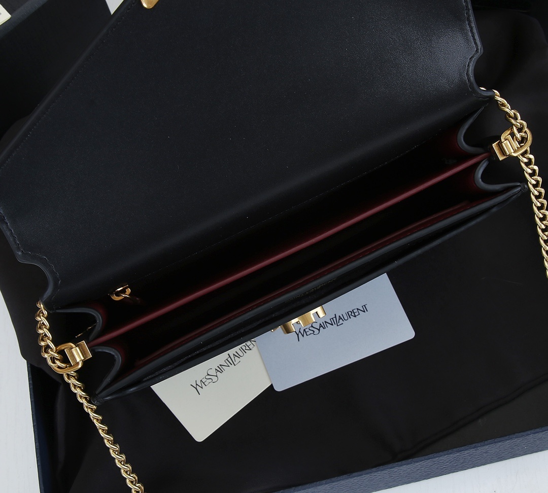Saint Laurent YSL Cassandra Monogram Clasp Leather Crossbody Black - Bag