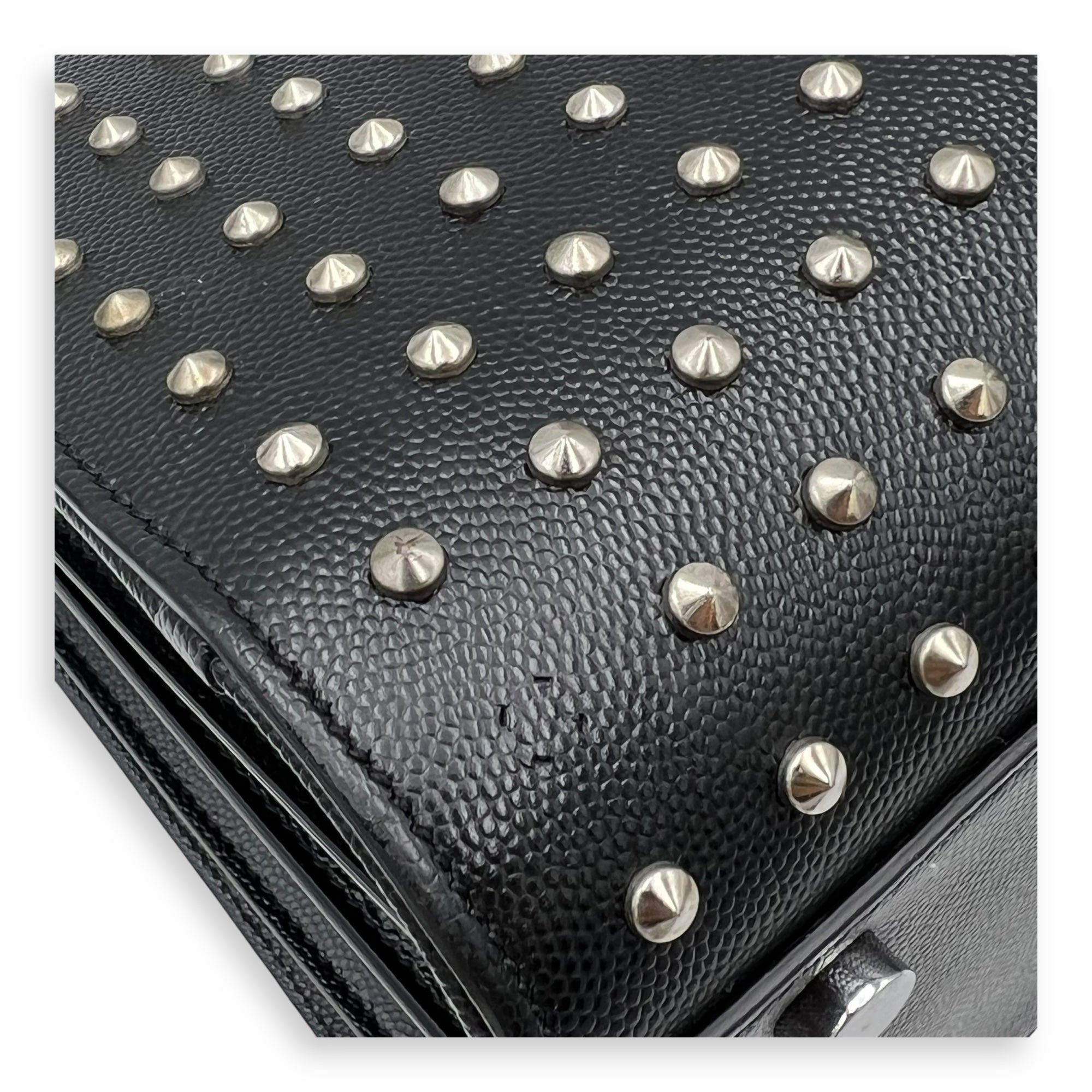 Sac de Jour Small Black Top Handle Bag in Calfskin, Silver hardware