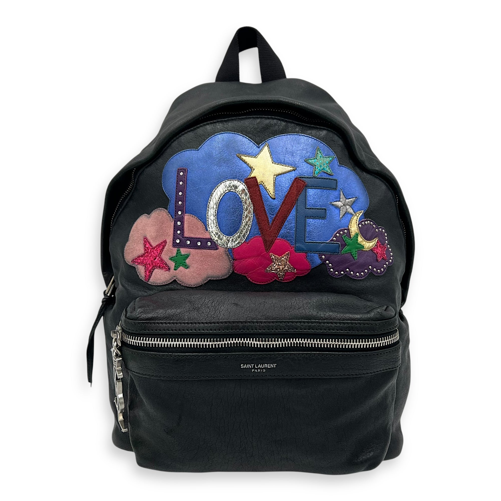 Logo Backpack Black in Calfskin, Silver hardware