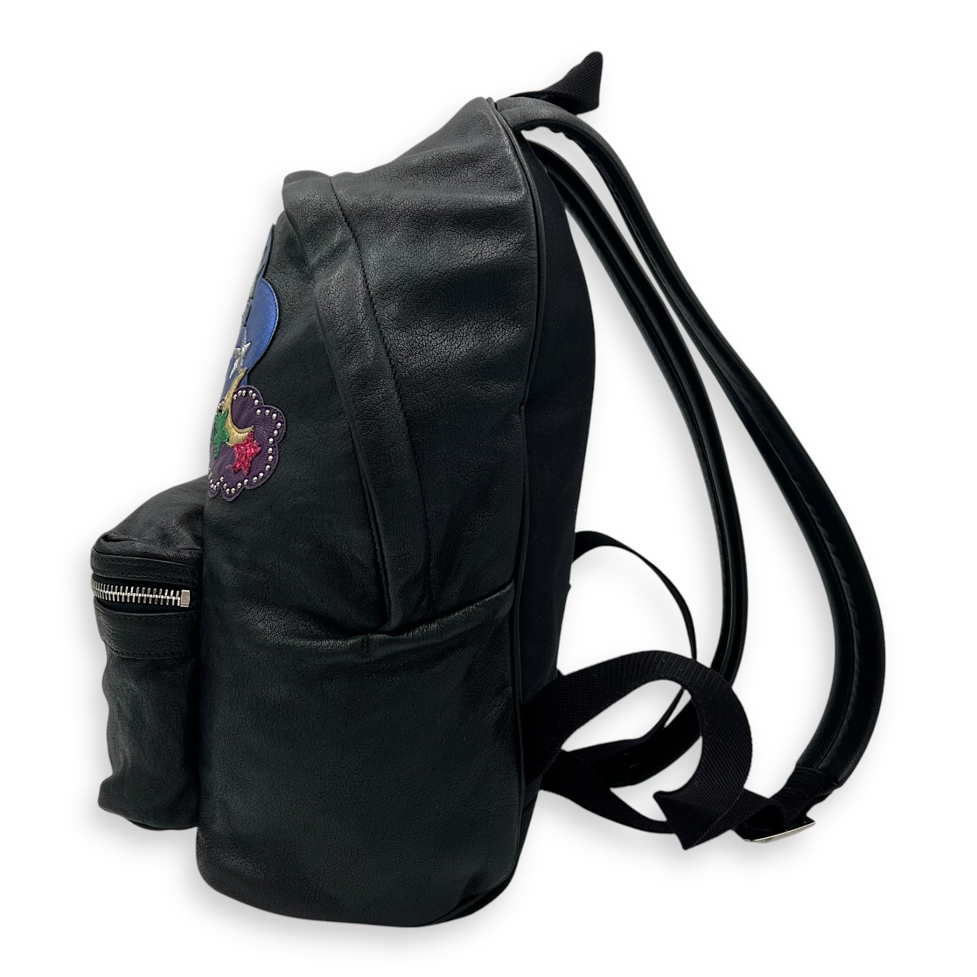 Logo Backpack Black in Calfskin, Silver hardware