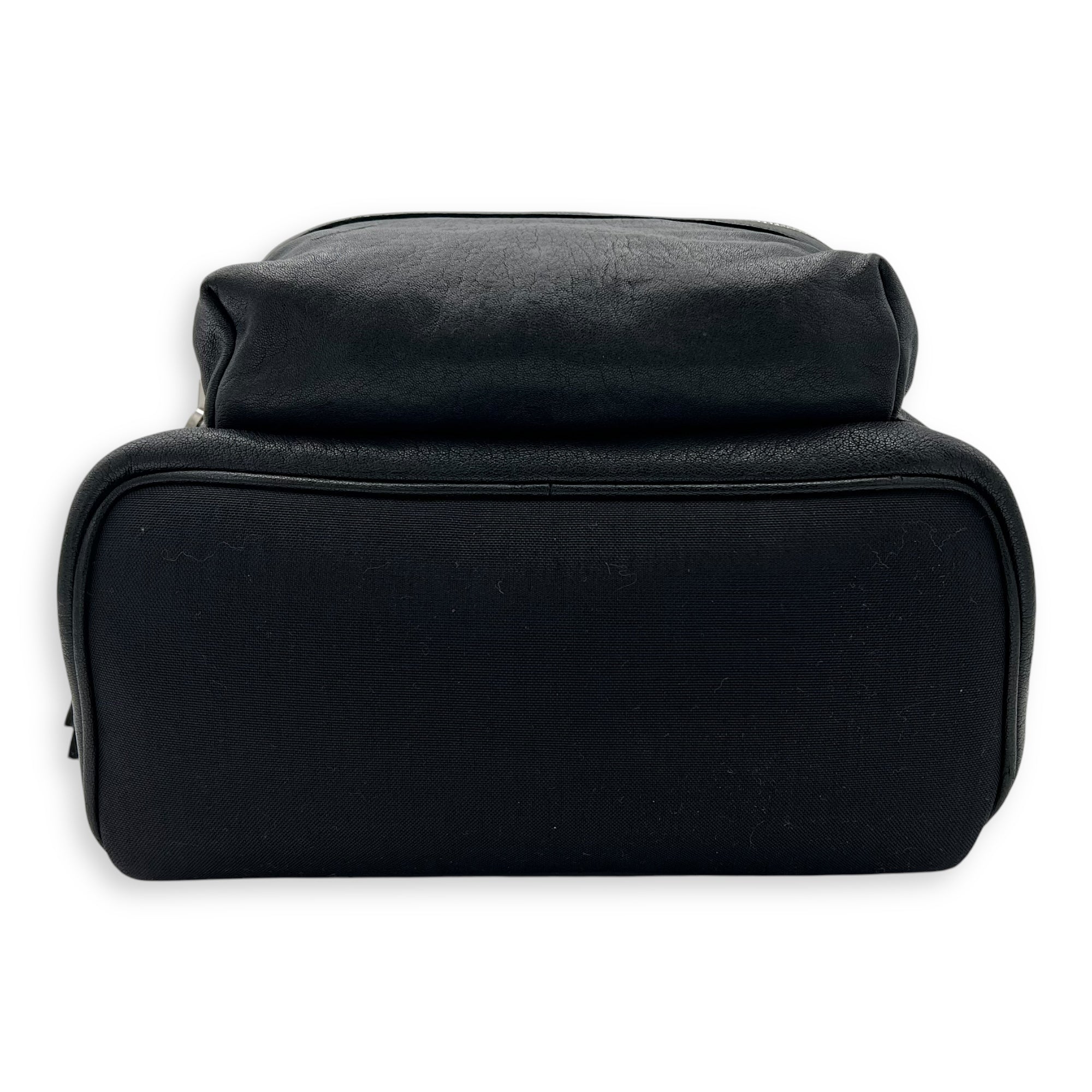 Logo Backpack Black in Calfskin, Silver hardware