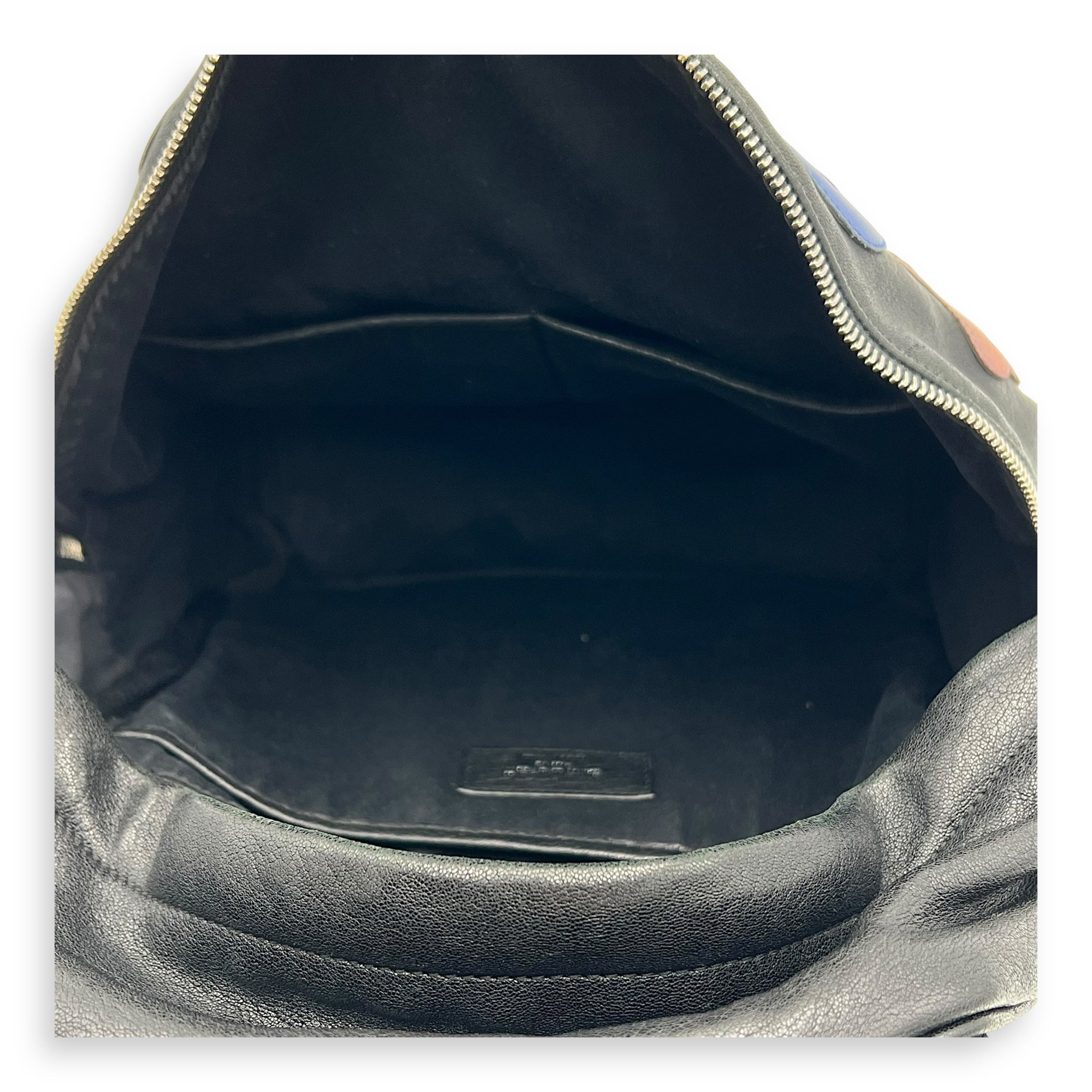 Logo Backpack Black in Calfskin, Silver hardware