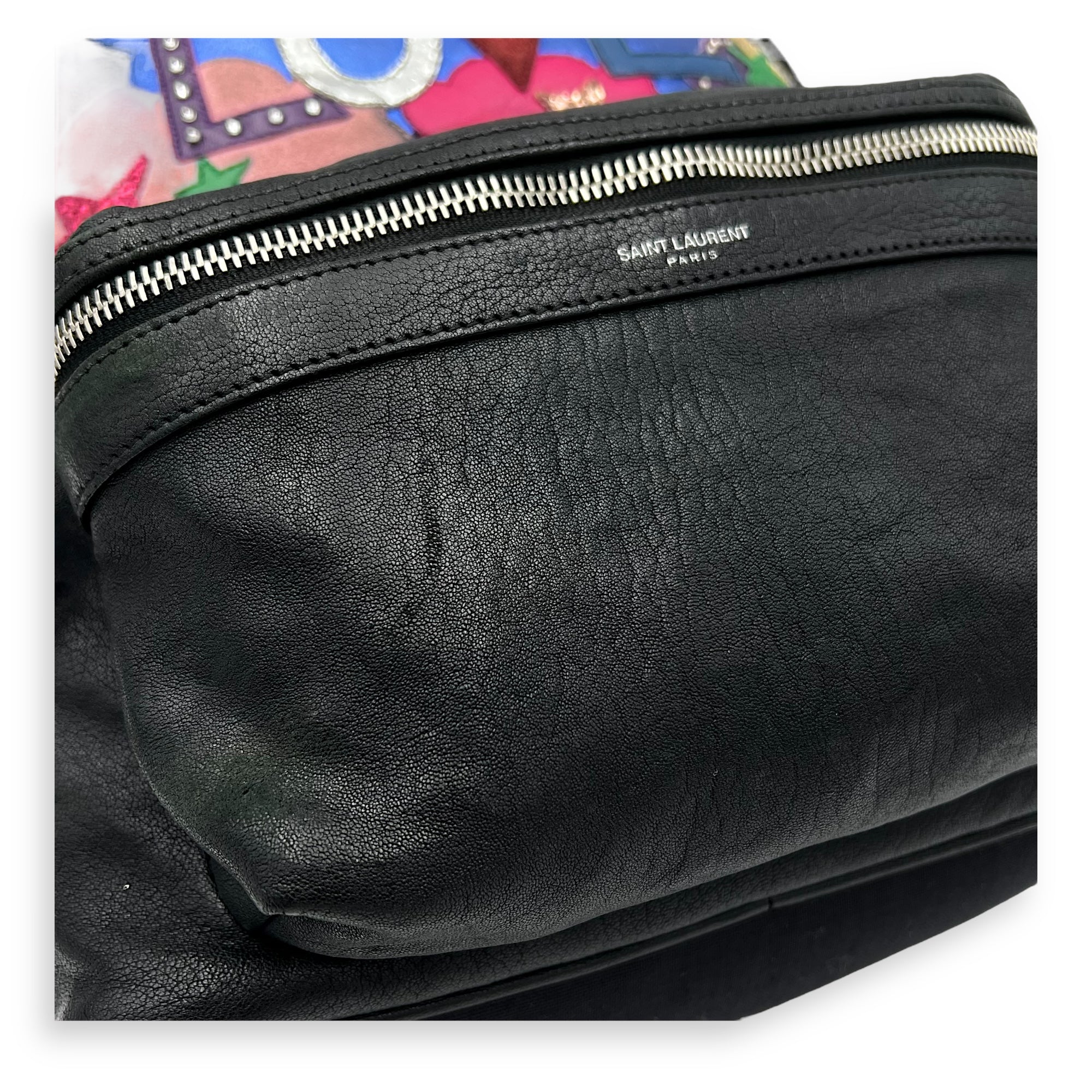 Logo Backpack Black in Calfskin, Silver hardware