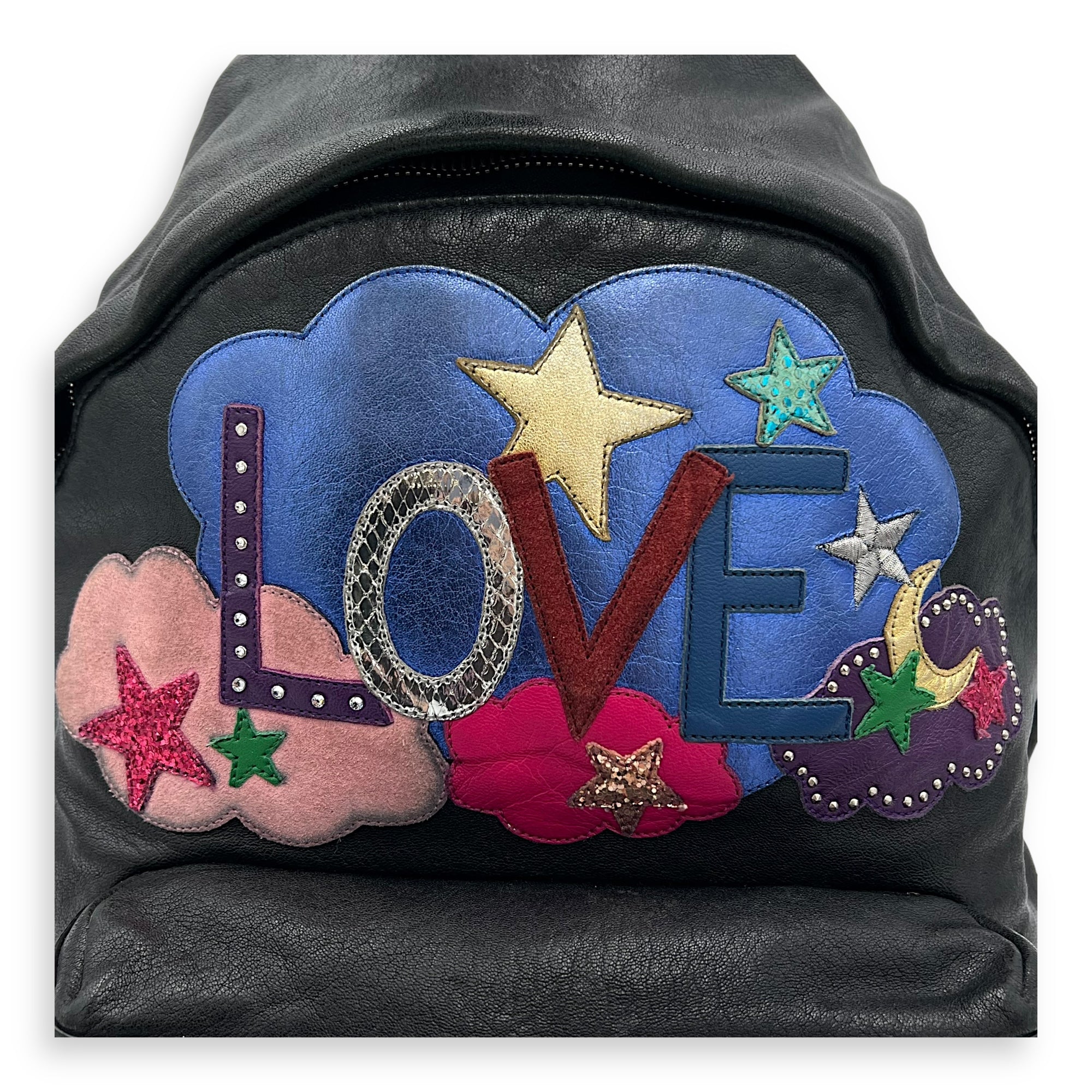 Logo Backpack Black in Calfskin, Silver hardware