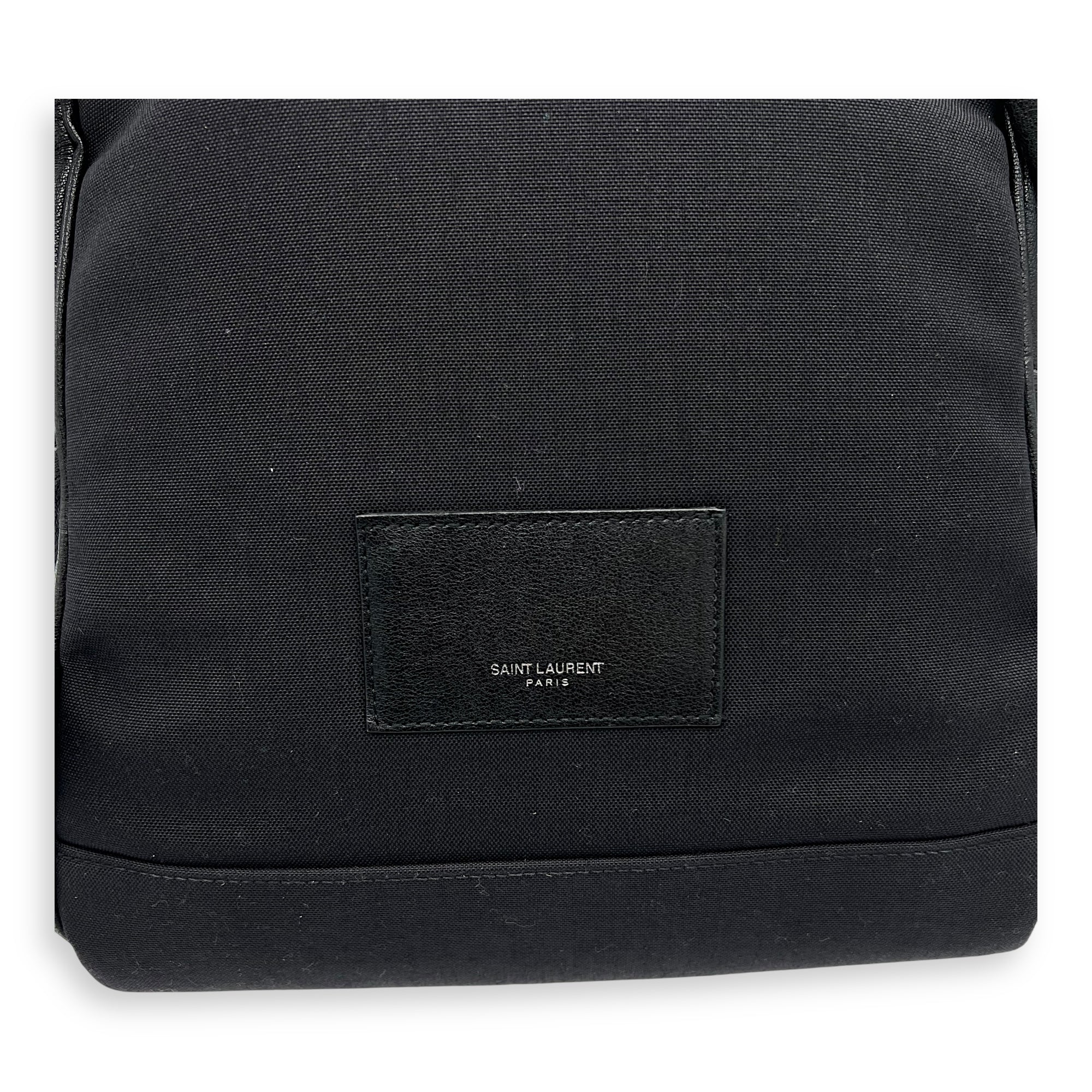 Logo Backpack Black in Calfskin, Silver hardware