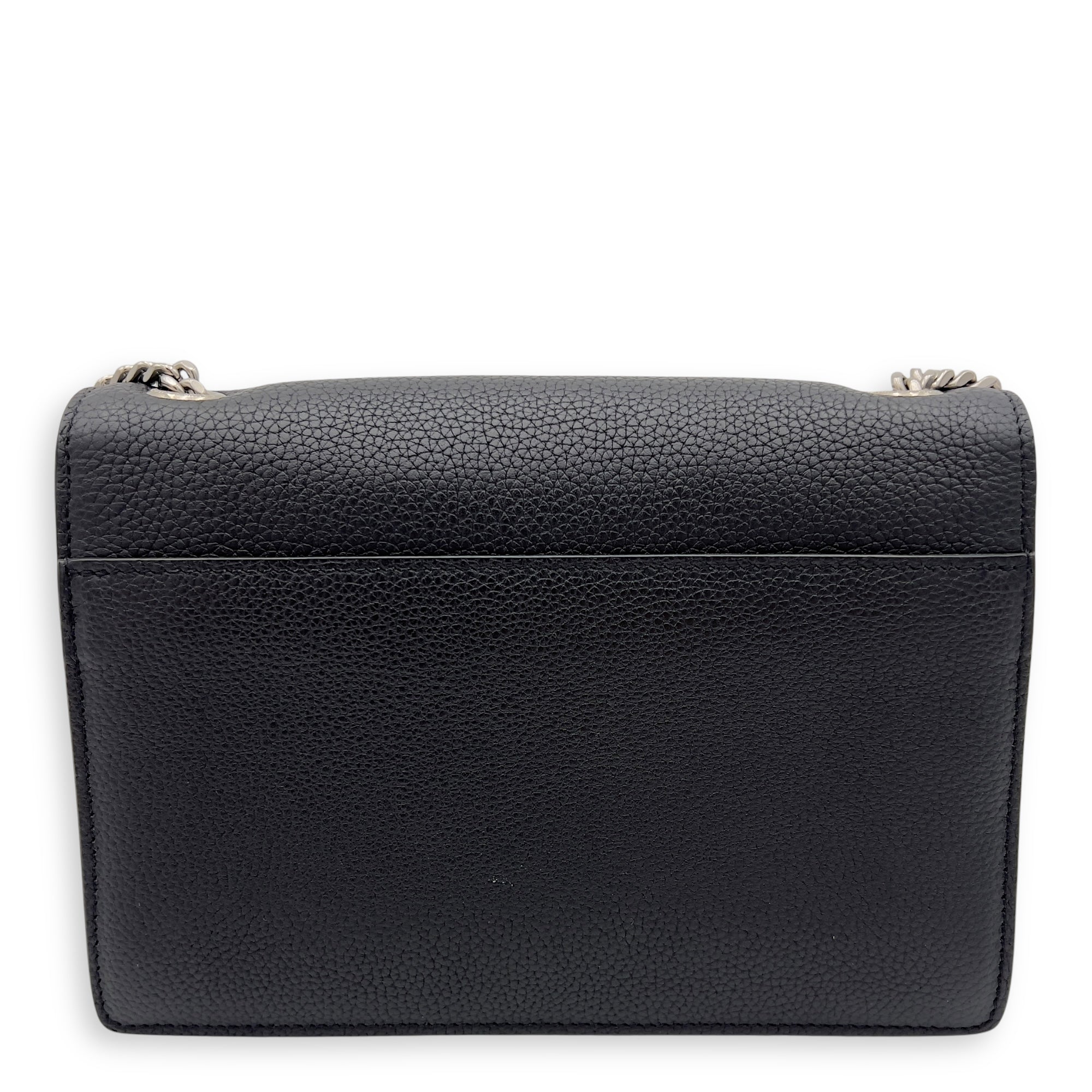 Sunset Shoulder Bag Black in Calfskin, Silver hardware