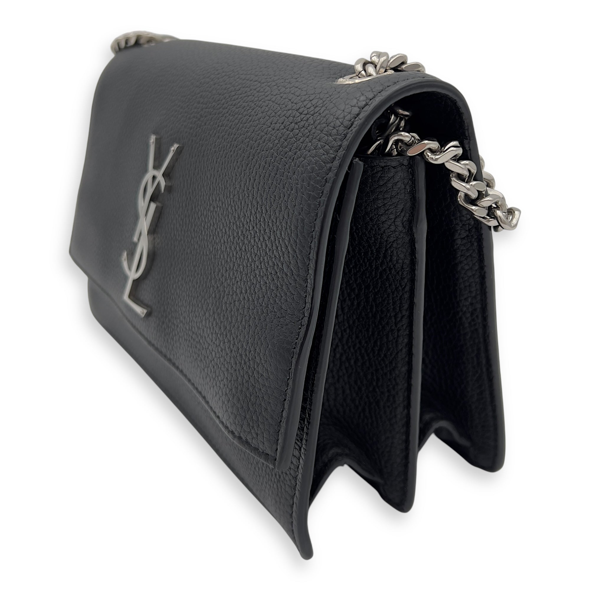 Sunset Shoulder Bag Black in Calfskin, Silver hardware