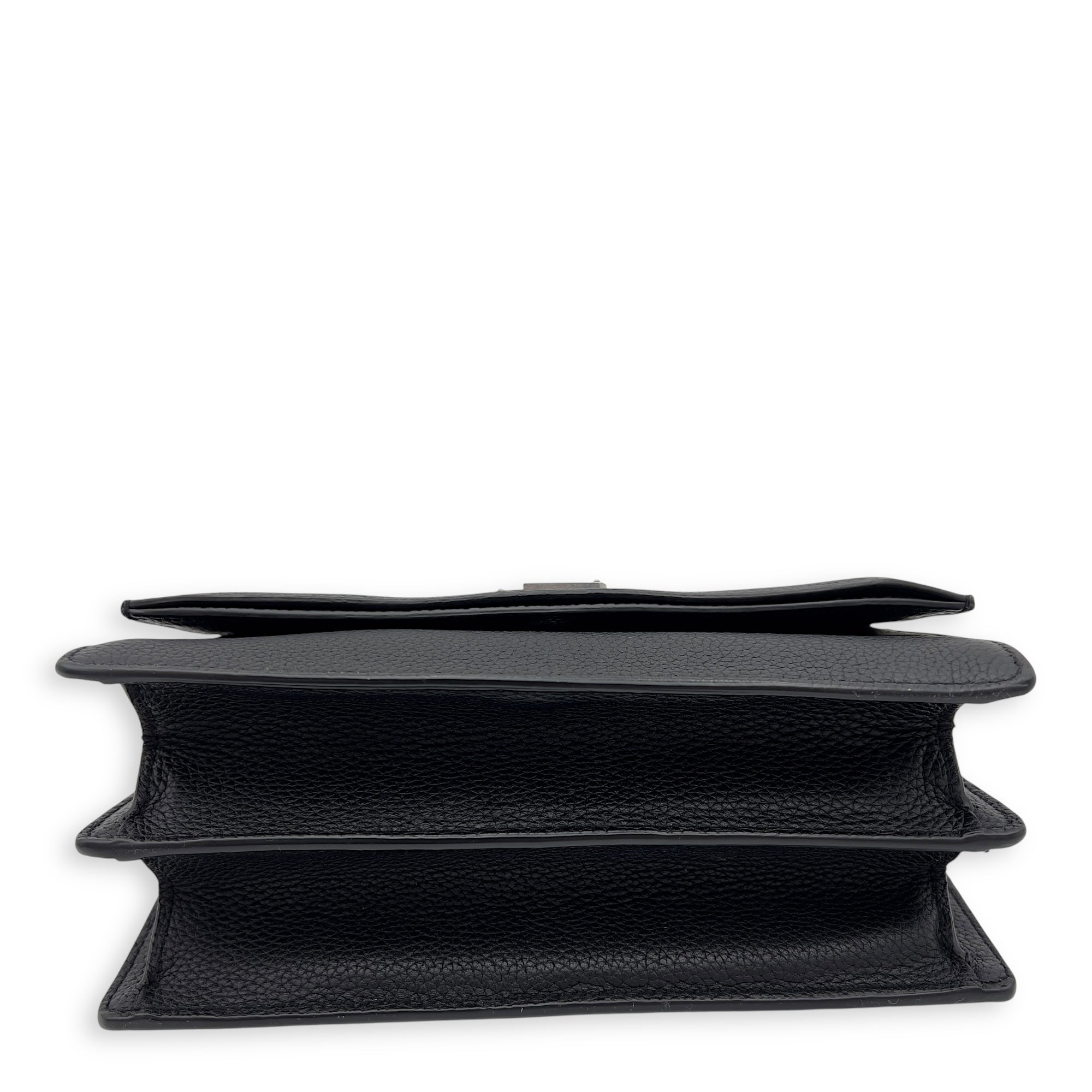 Sunset Shoulder Bag Black in Calfskin, Silver hardware