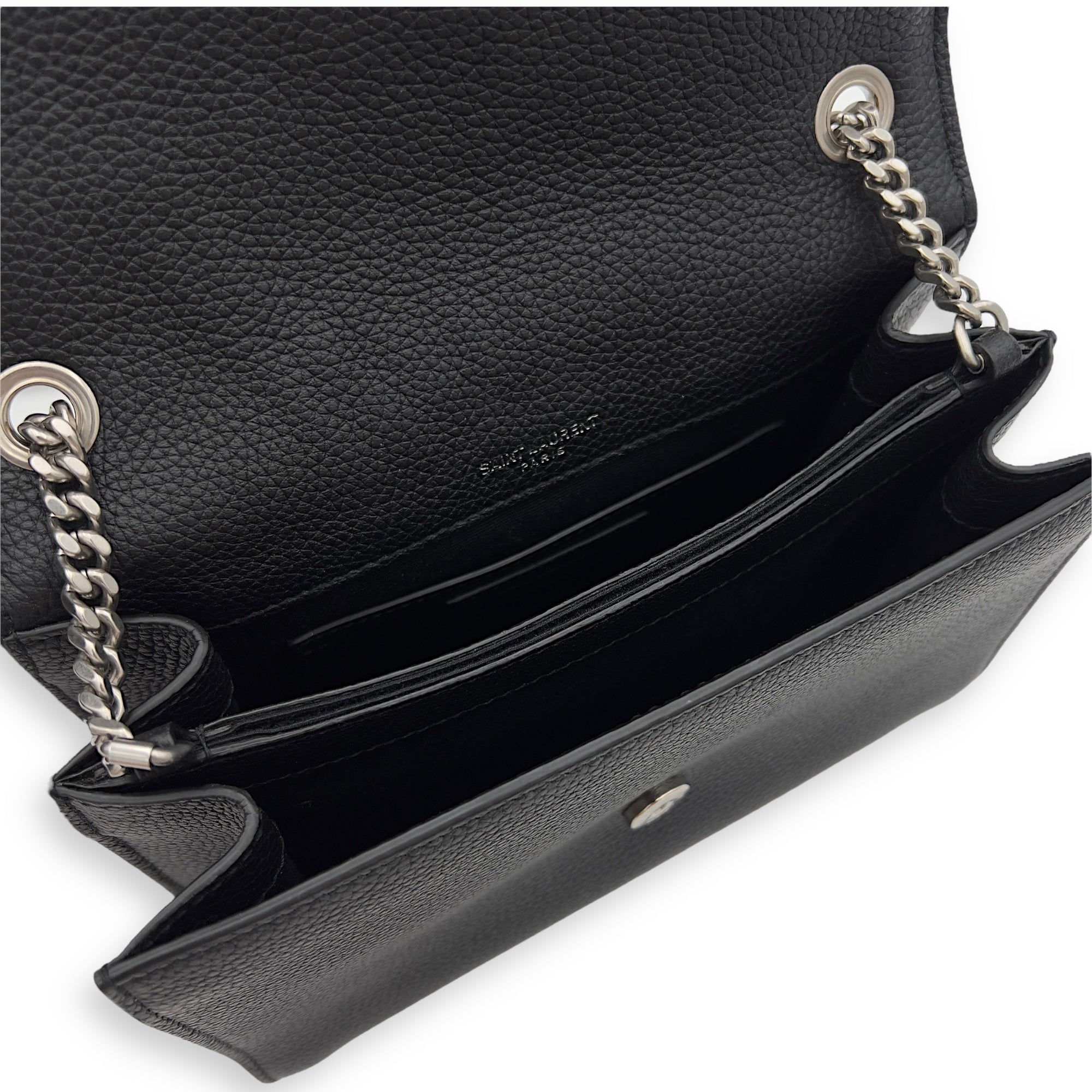 Sunset Shoulder Bag Black in Calfskin, Silver hardware