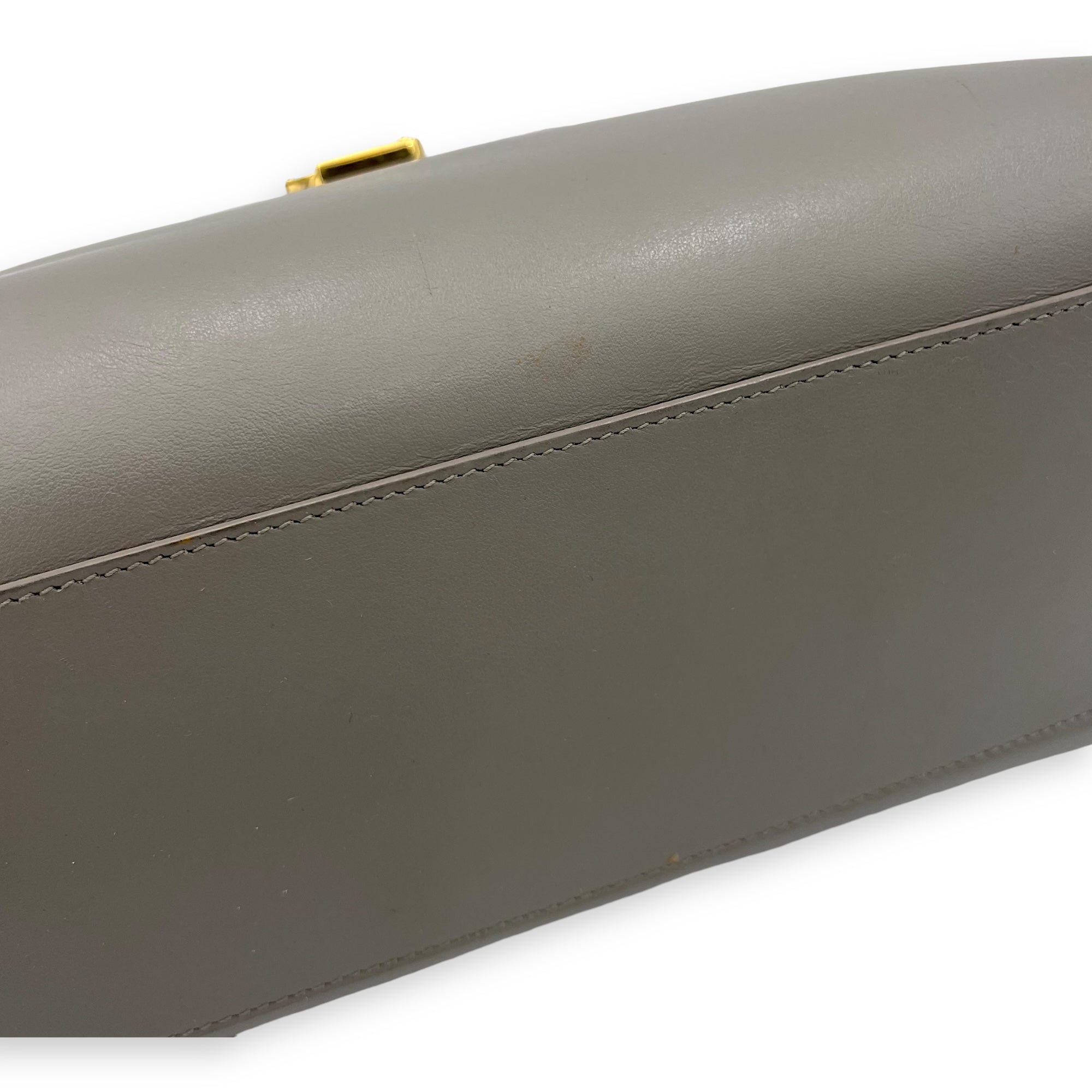 Cabas Small Grey Top Handle Bag in Calfskin, Gold hardware