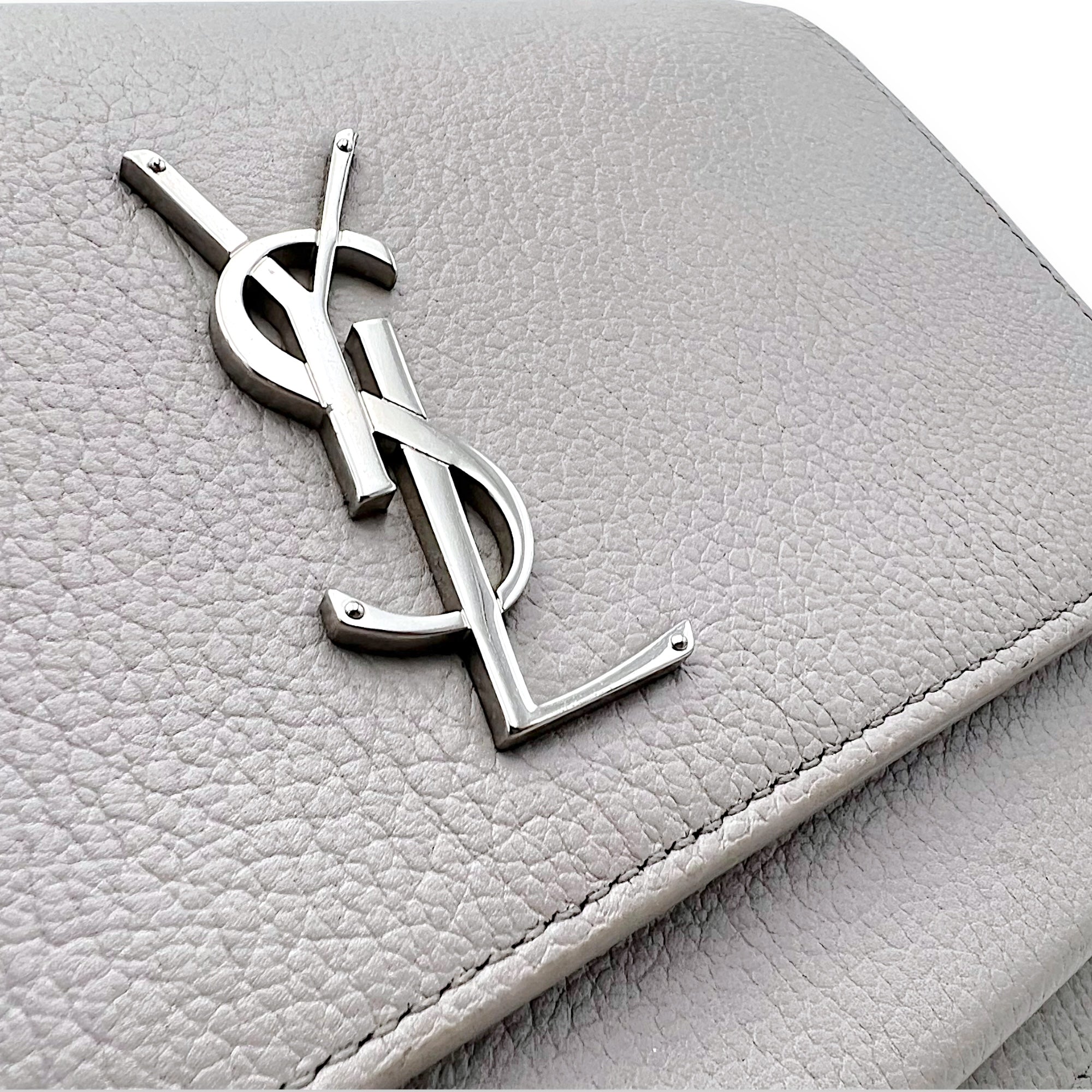 Sunset Medium Grey Shoulder Bag in Calfskin, Silver hardware