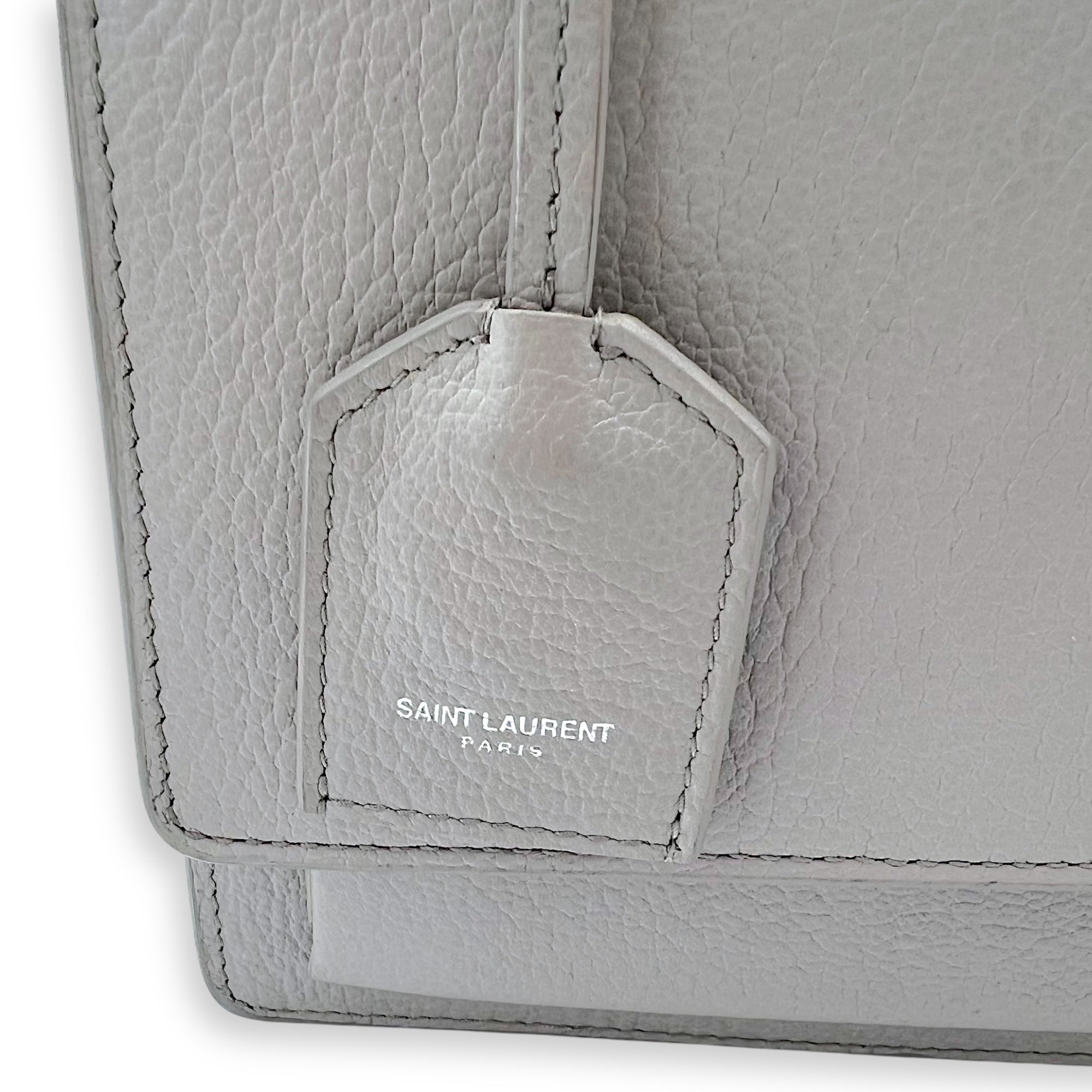 Sunset Medium Grey Shoulder Bag in Calfskin, Silver hardware