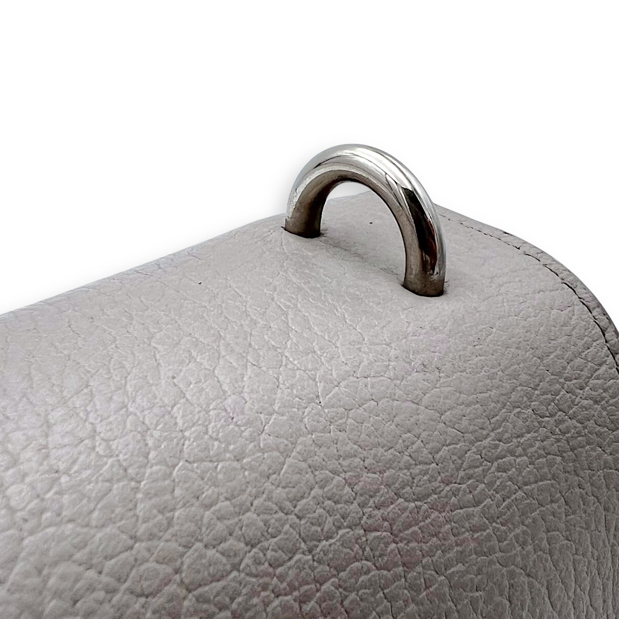 Sunset Medium Grey Shoulder Bag in Calfskin, Silver hardware