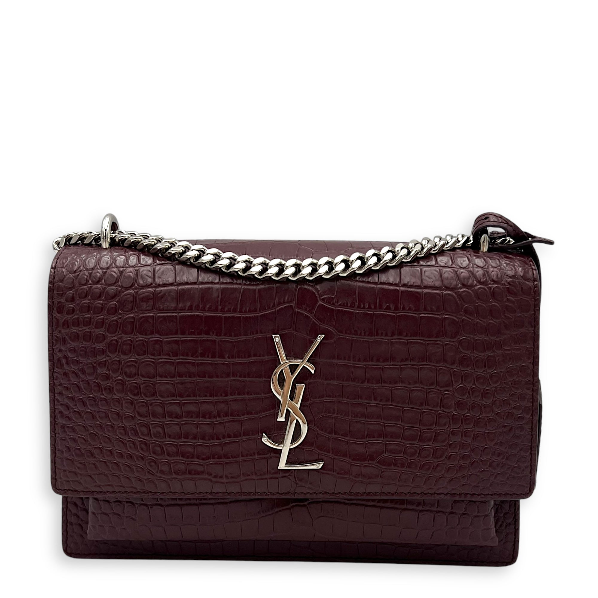 Sunset Shoulder Bag Red in Calfskin, Silver hardware