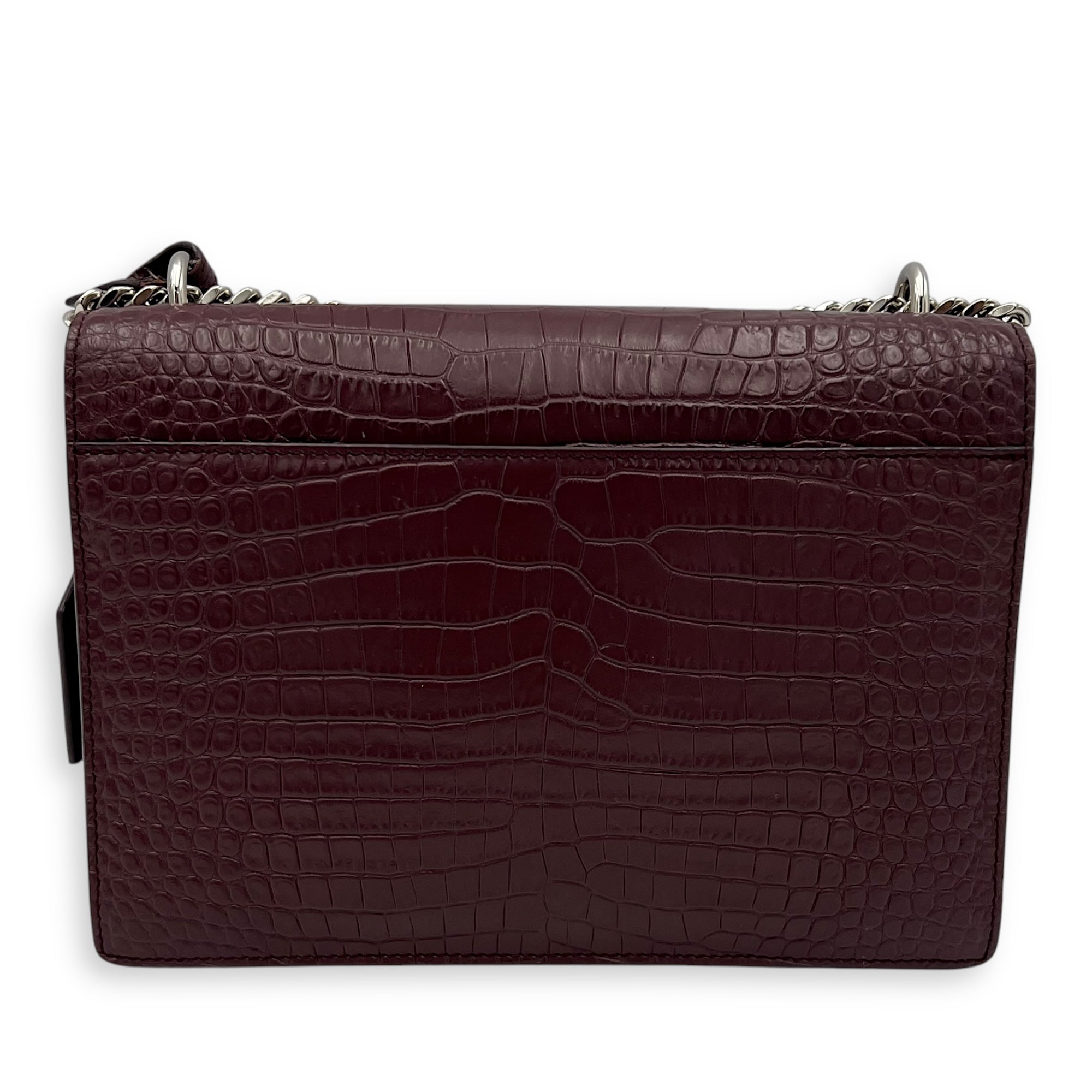 Sunset Shoulder Bag Red in Calfskin, Silver hardware