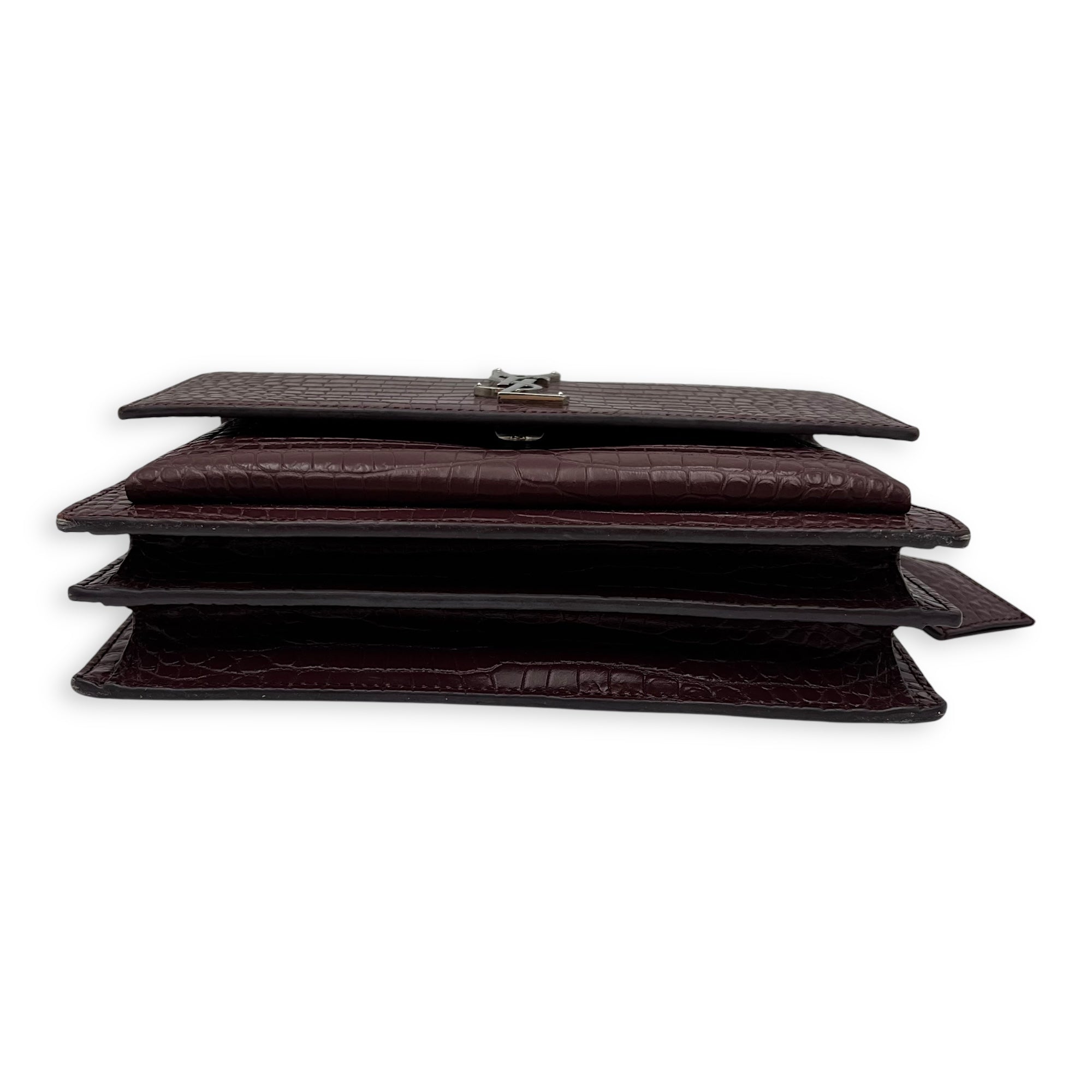 Sunset Shoulder Bag Red in Calfskin, Silver hardware