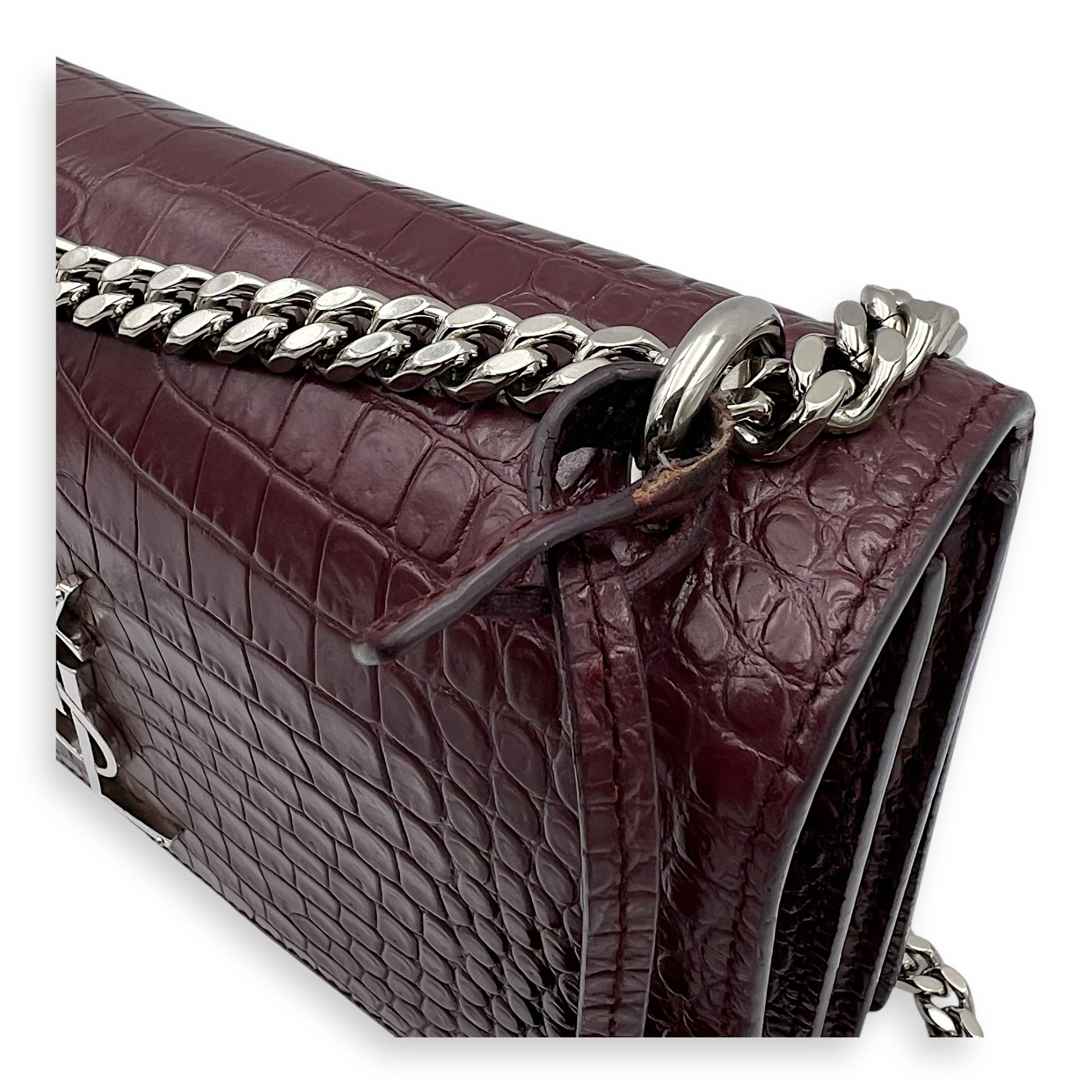 Sunset Shoulder Bag Red in Calfskin, Silver hardware