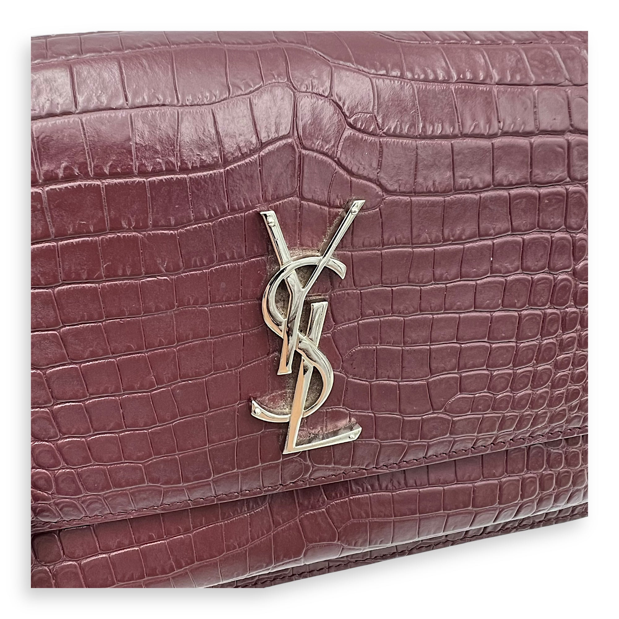 Sunset Shoulder Bag Red in Calfskin, Silver hardware