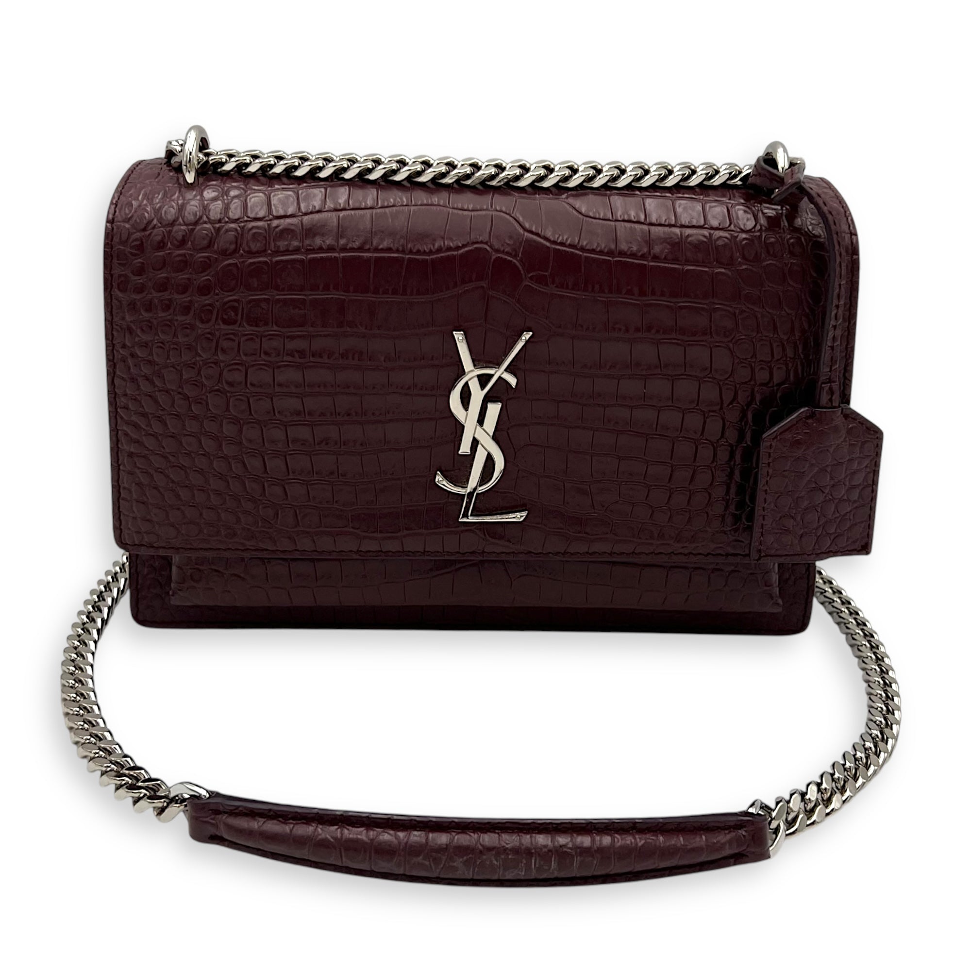 Sunset Shoulder Bag Red in Calfskin, Silver hardware