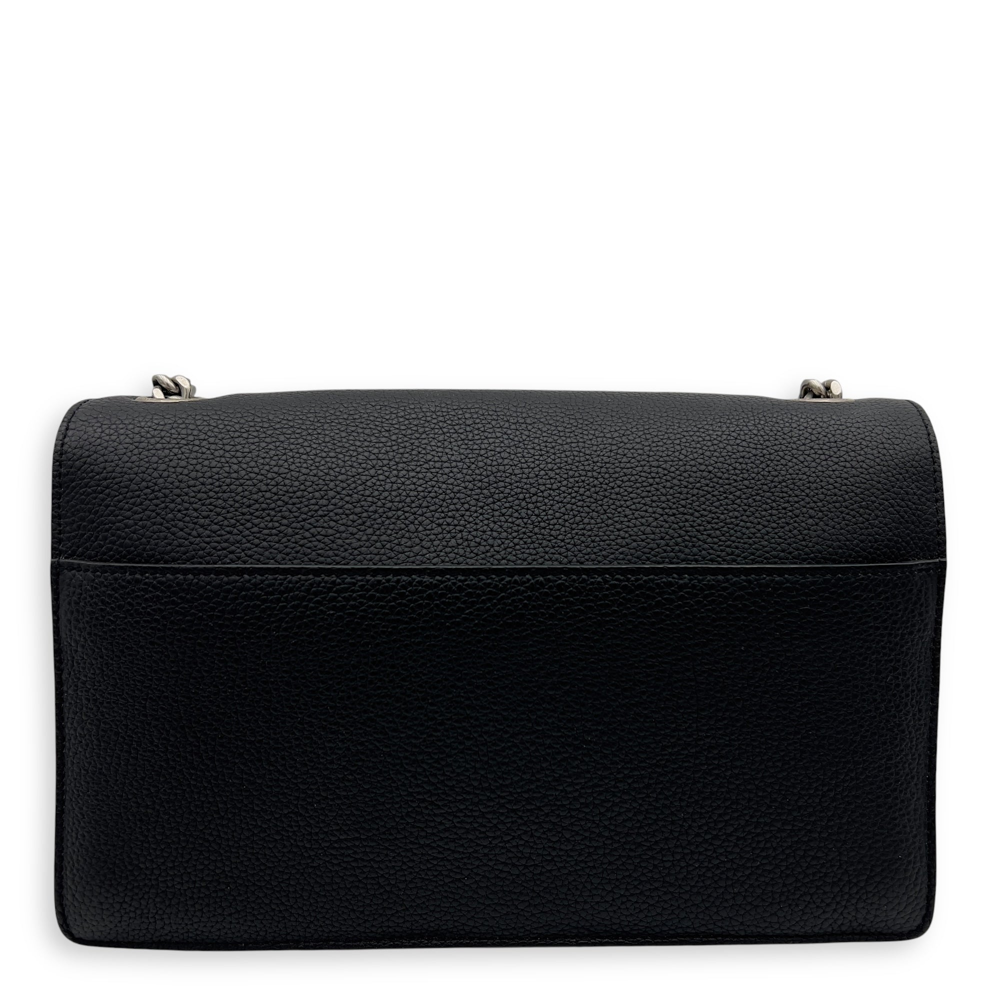 Sunset Shoulder Bag Black in Calfskin, Silver hardware