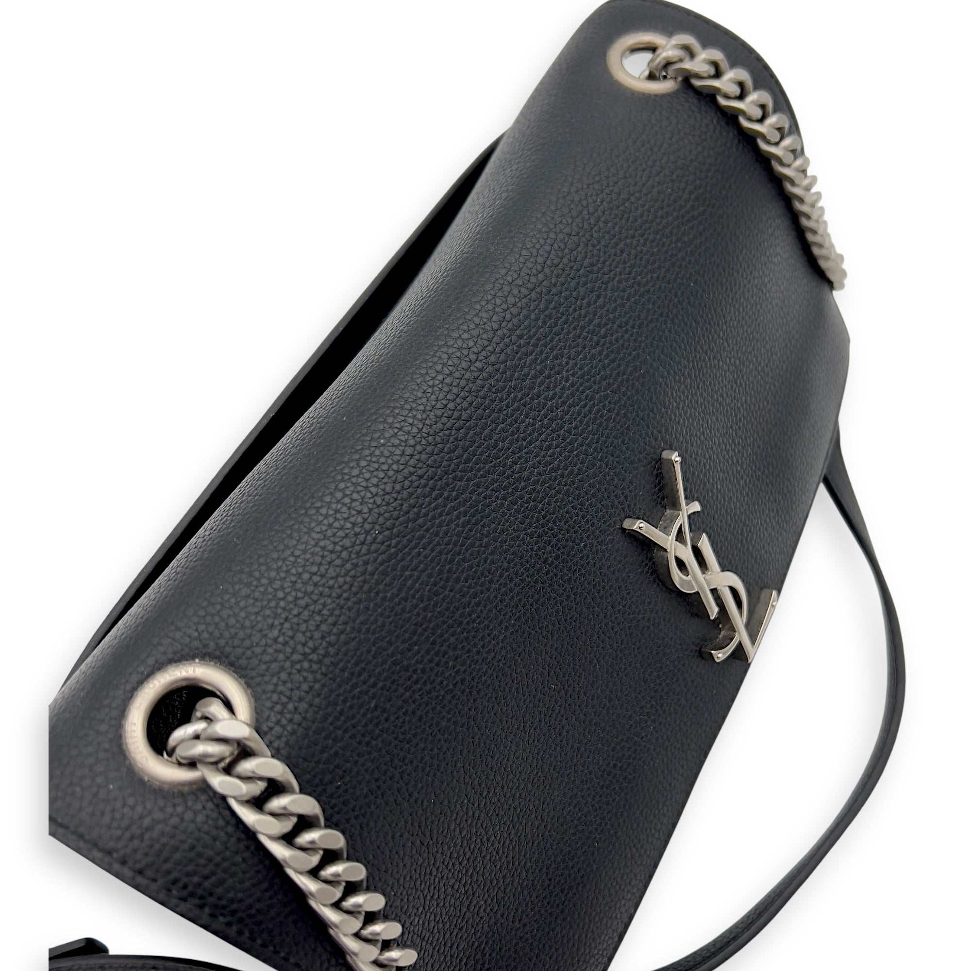 Sunset Shoulder Bag Black in Calfskin, Silver hardware