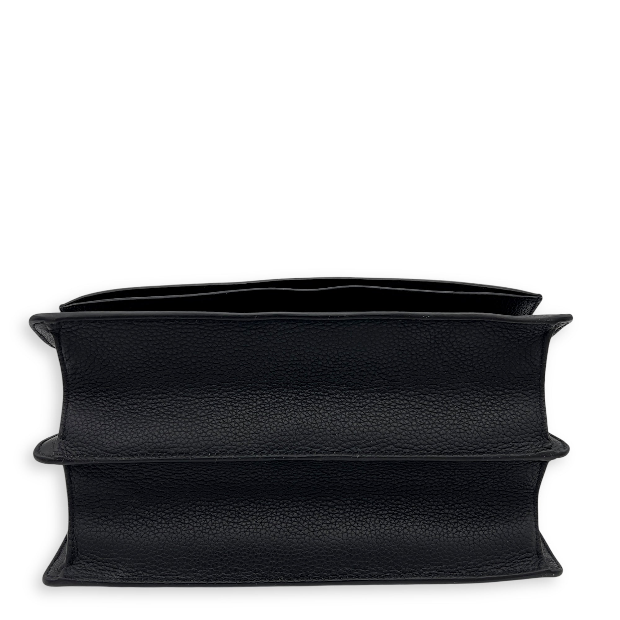 Sunset Shoulder Bag Black in Calfskin, Silver hardware