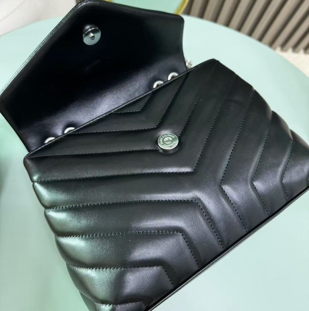 [TOP]SAINT LAURENT Loulou small quilted leather shoulder bag black - Bag