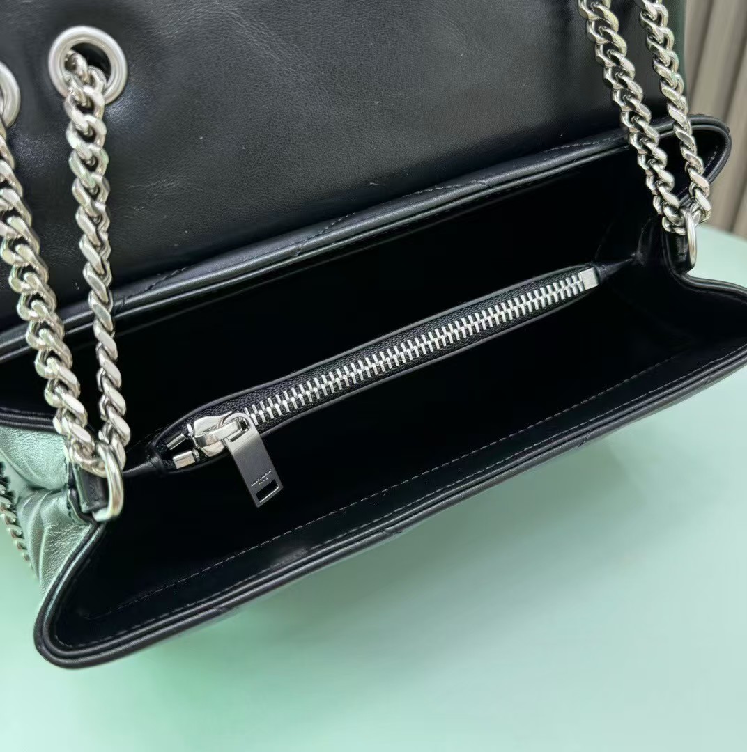 [TOP]SAINT LAURENT Loulou small quilted leather shoulder bag black - Bag